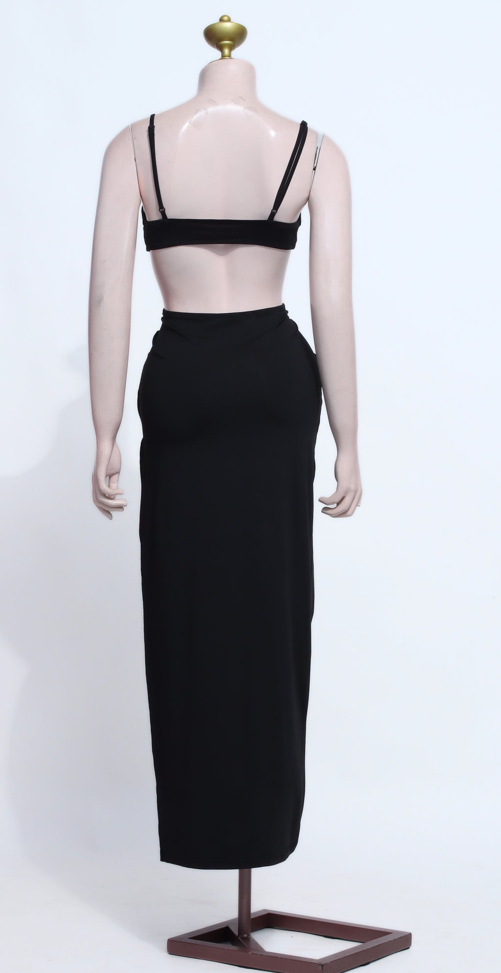 Cotton Spandex Cutout Maxi Dress with High Side Slit - B25