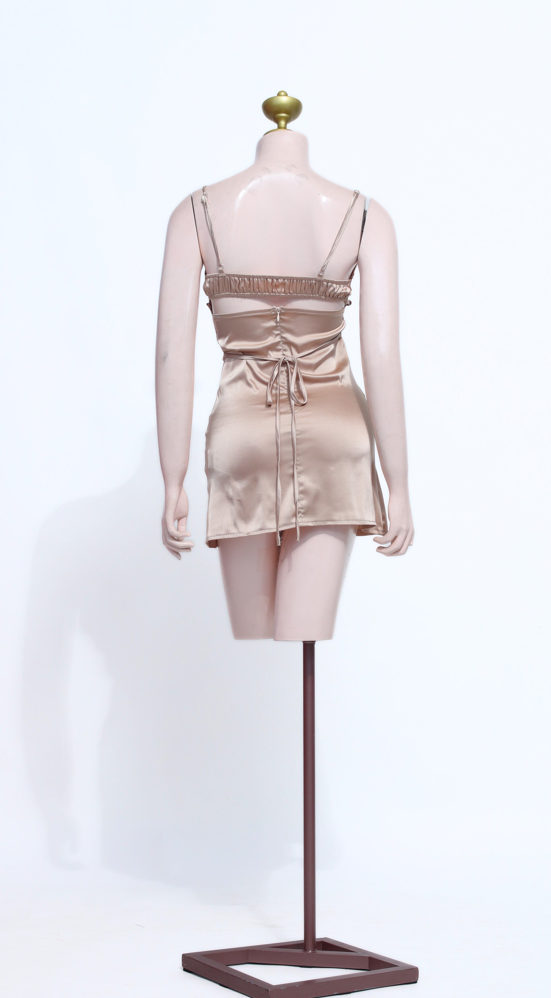Nude Satin Slip Dress for Women | Mini Cocktail & Party Dress - SNU04