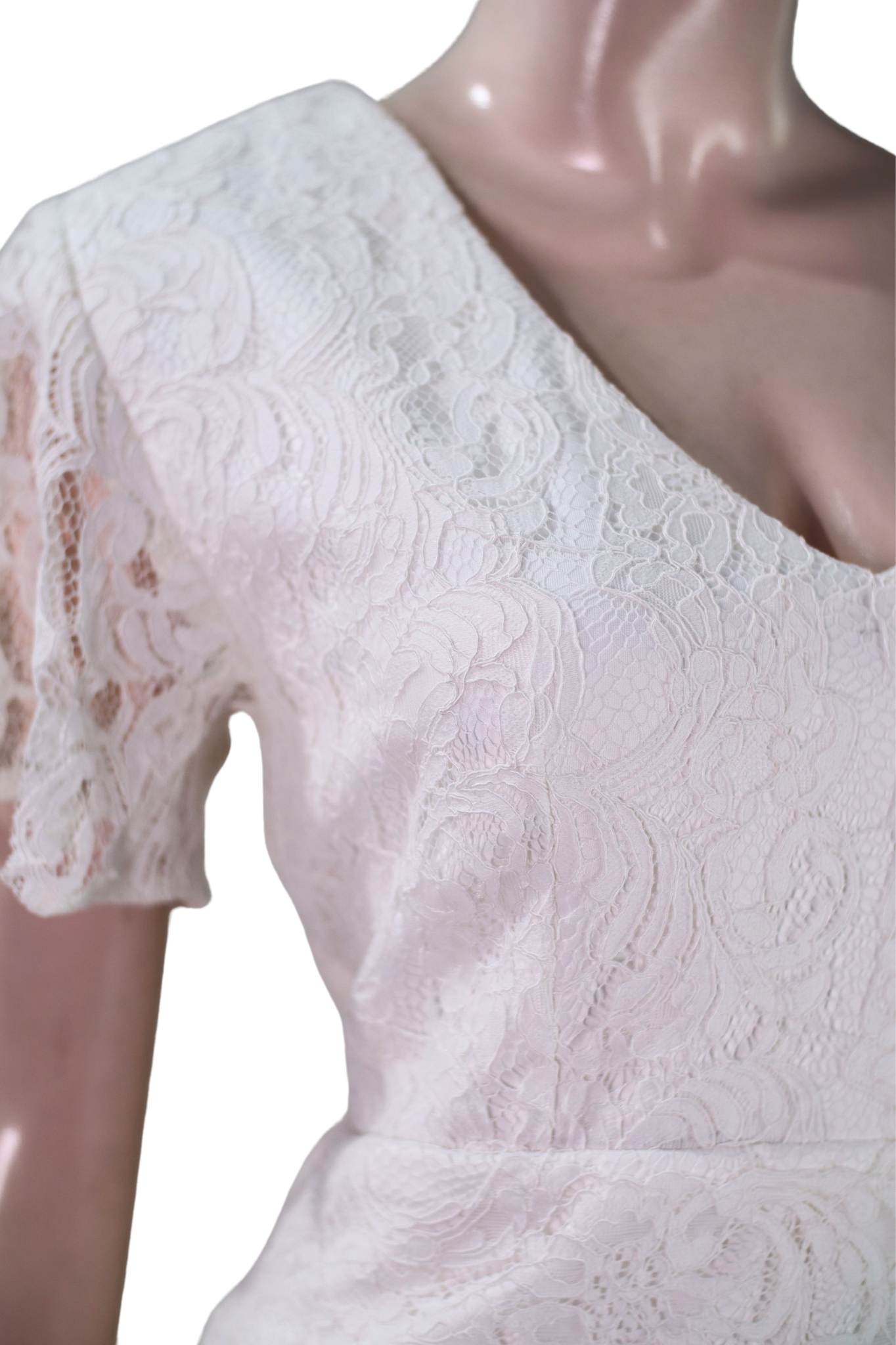 White Full Lace Long Dress