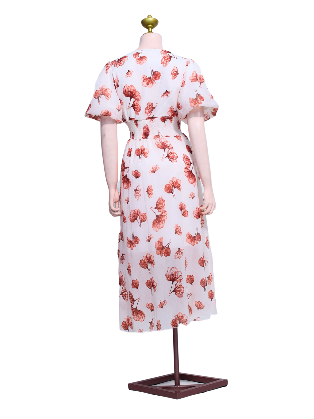 Floral Print Puff Sleeve Midi Dress - W17