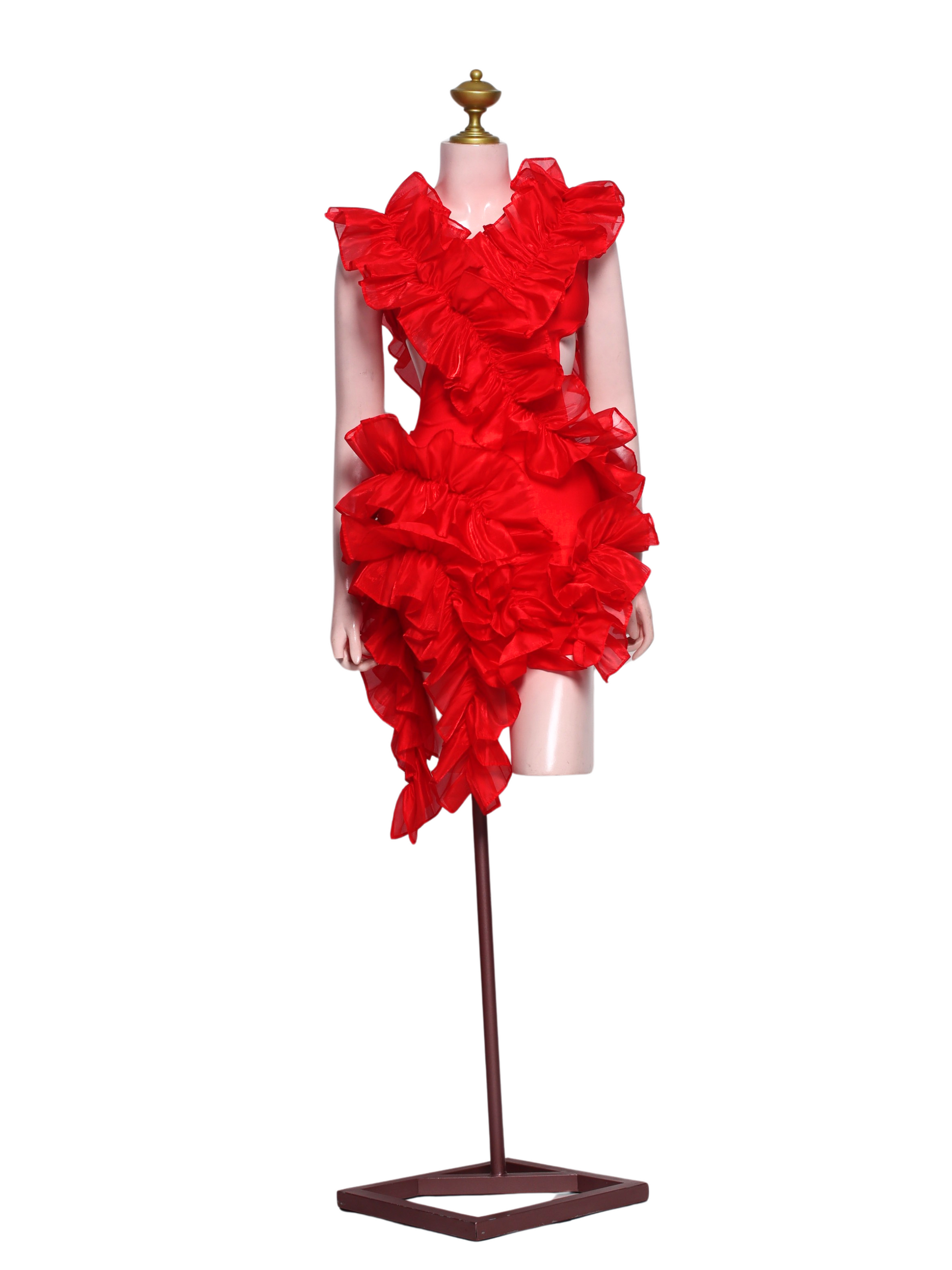 Red Ruffle Mini Dress - SR02
