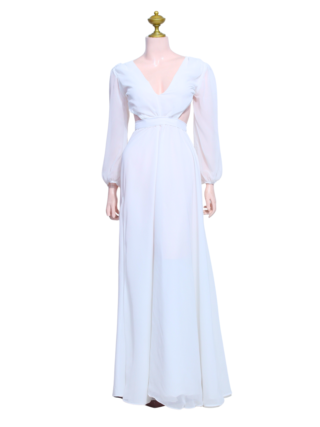 White Chiffon Long Gown - W19