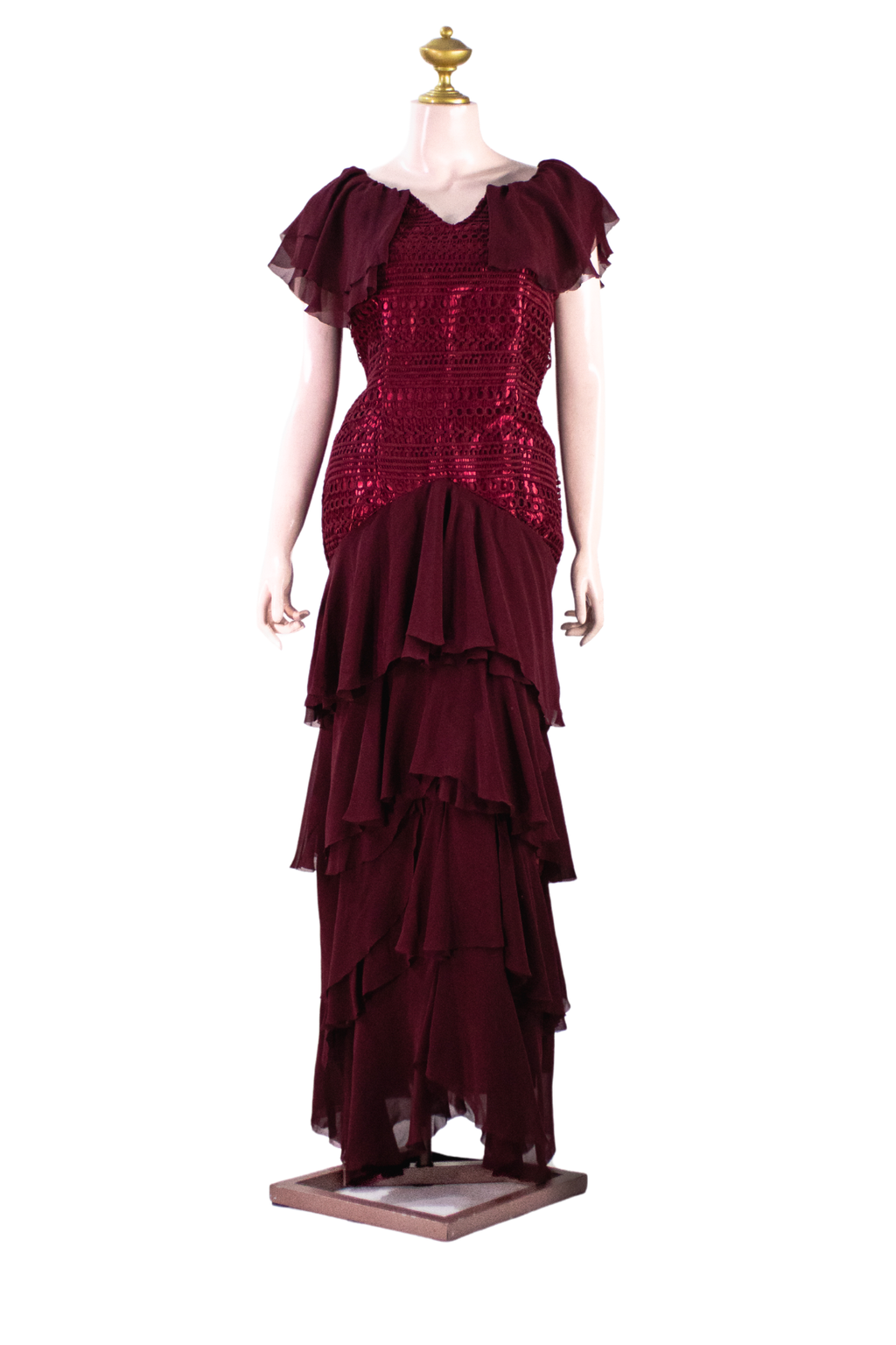 Dark Maroon Chiffon Dress