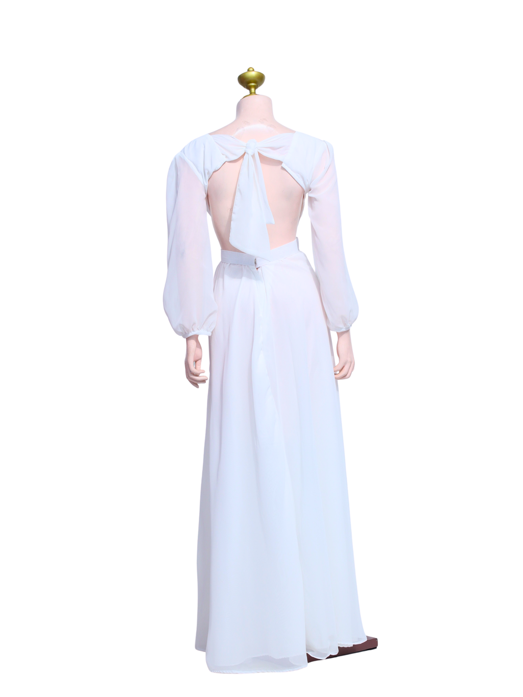 White Chiffon Long Gown - W19