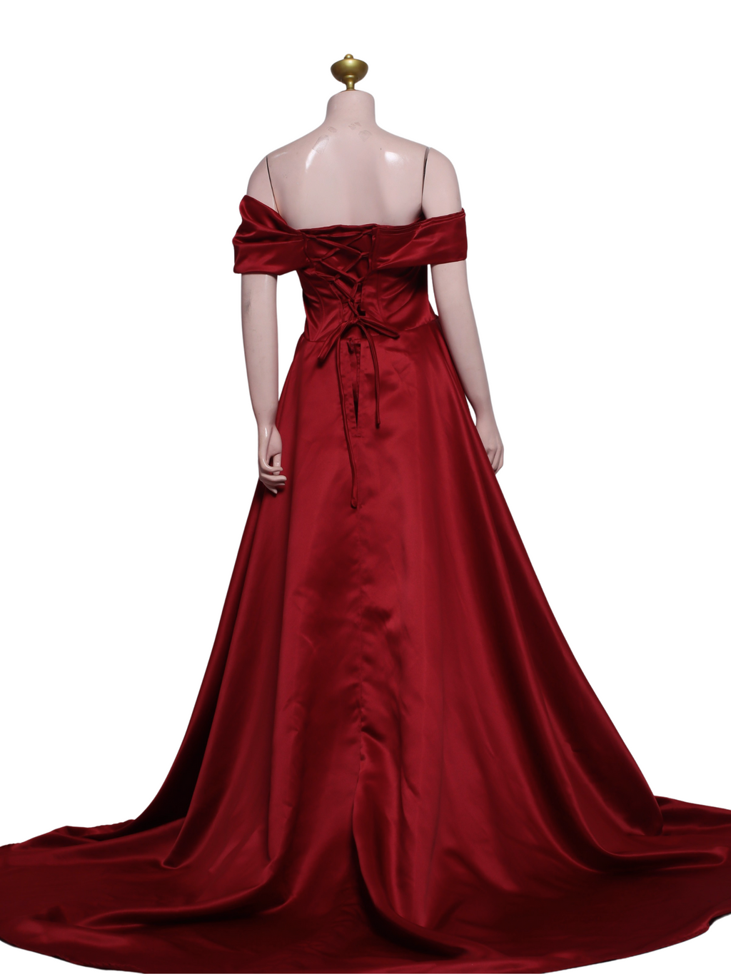 Off Shoulder Satin Elegant Long Dress - M10