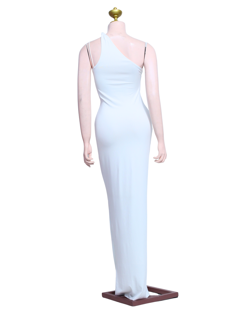 Asymmetric Cut Out One-shoulder White Bodycon Gown - W20