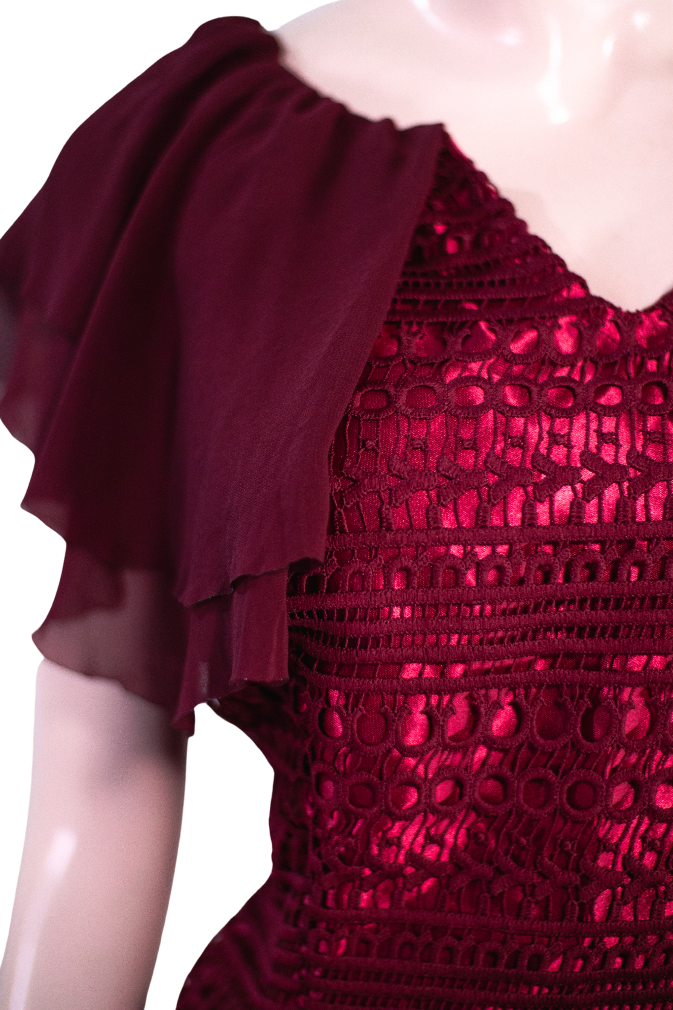 Dark Maroon Chiffon Dress