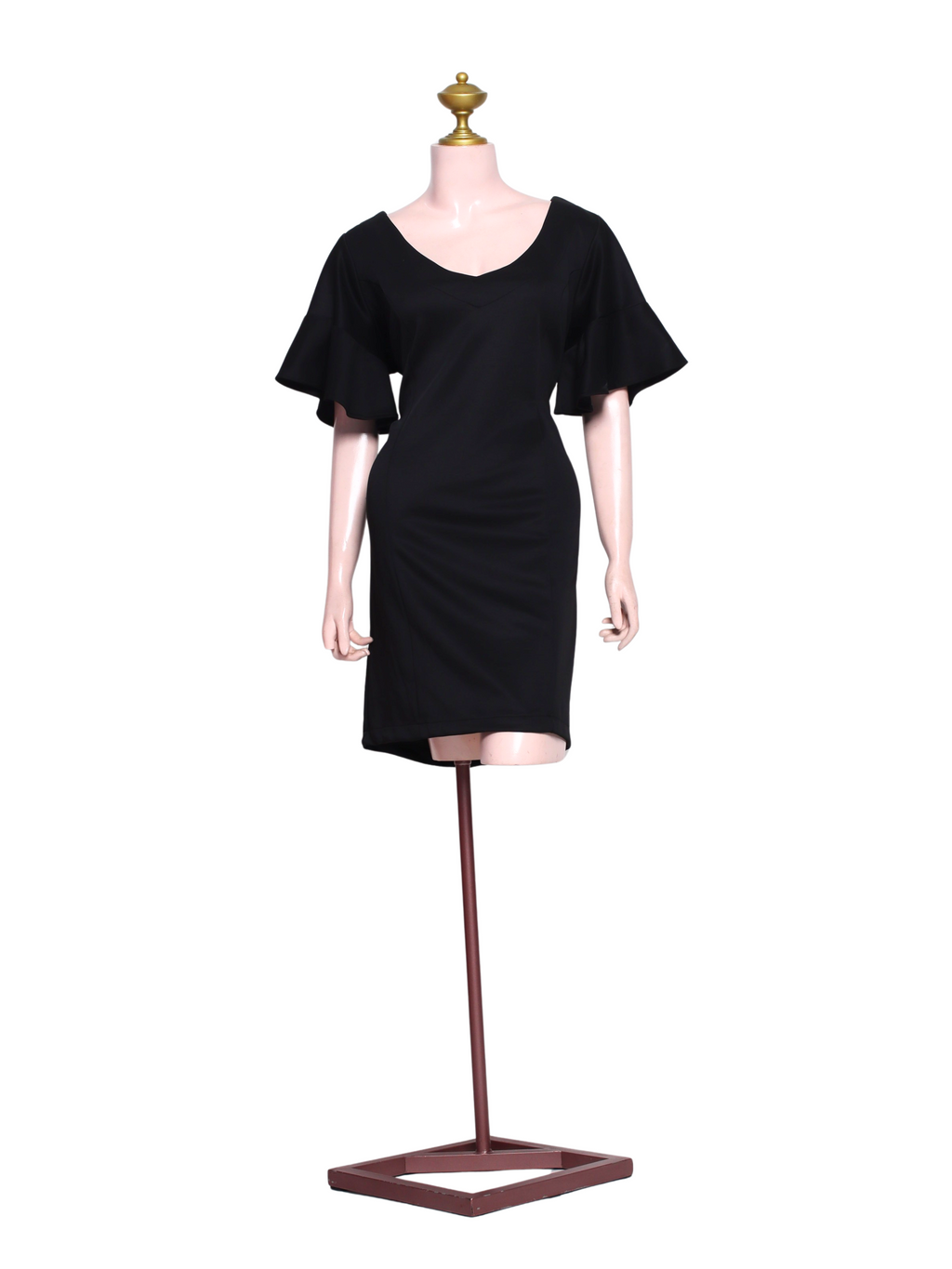 Black Flutter Sleeve Short Dress - SB03