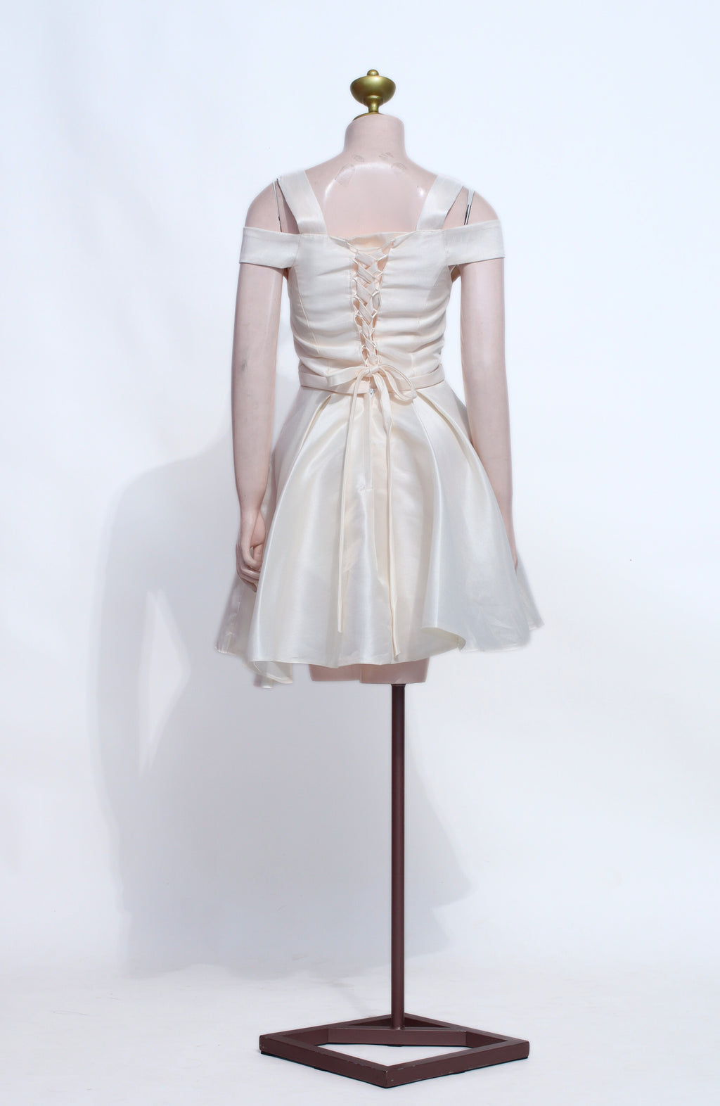 Ivory Short Dress | Off-Shoulder Sweetheart Corset Back - SW12
