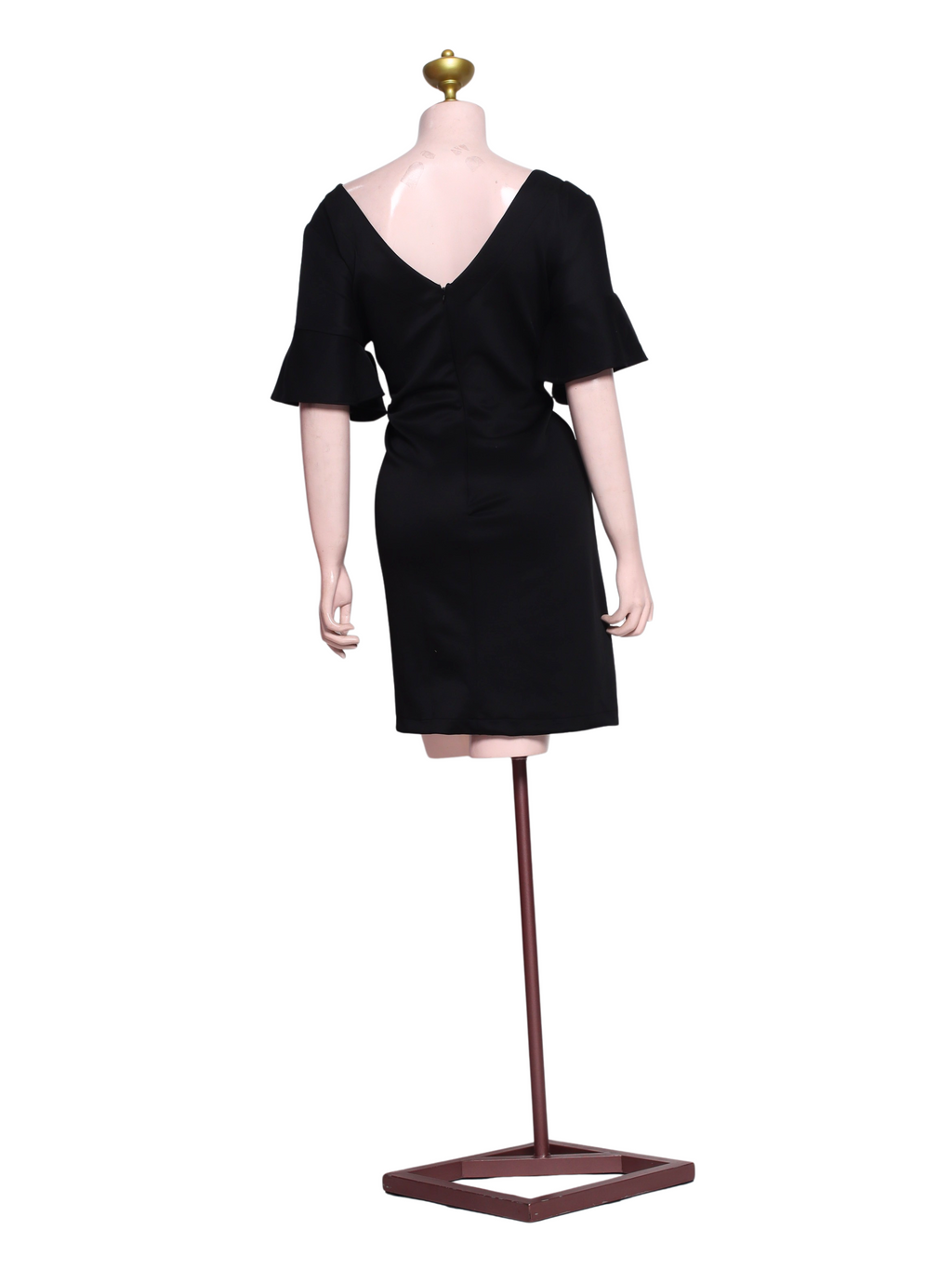 Black Flutter Sleeve Short Dress - SB03