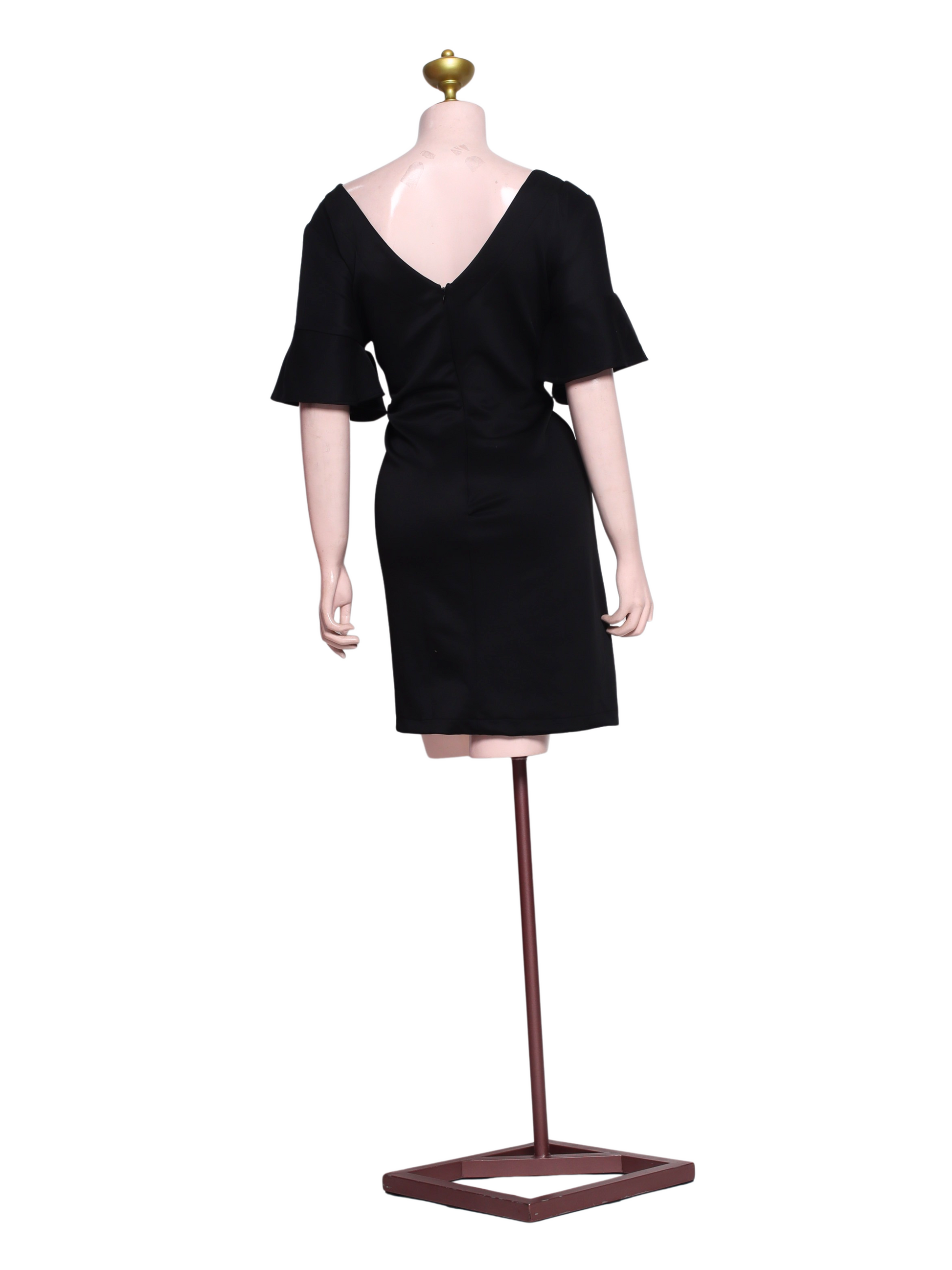 Black Flutter Sleeve Short Dress - SB03