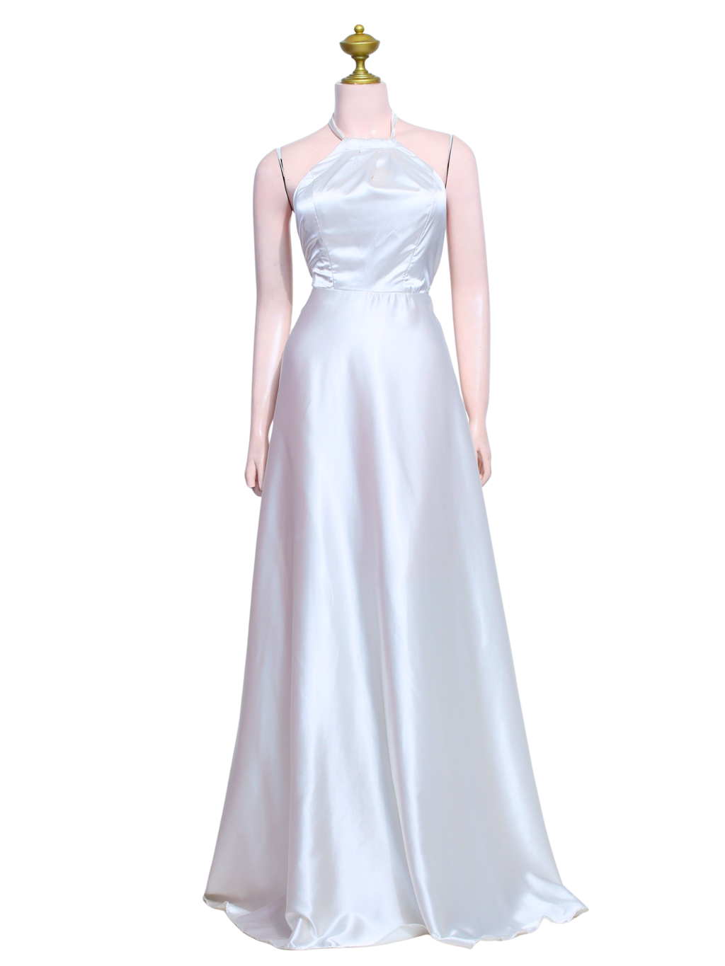 White Halter Flowing Maxi Dress - W22