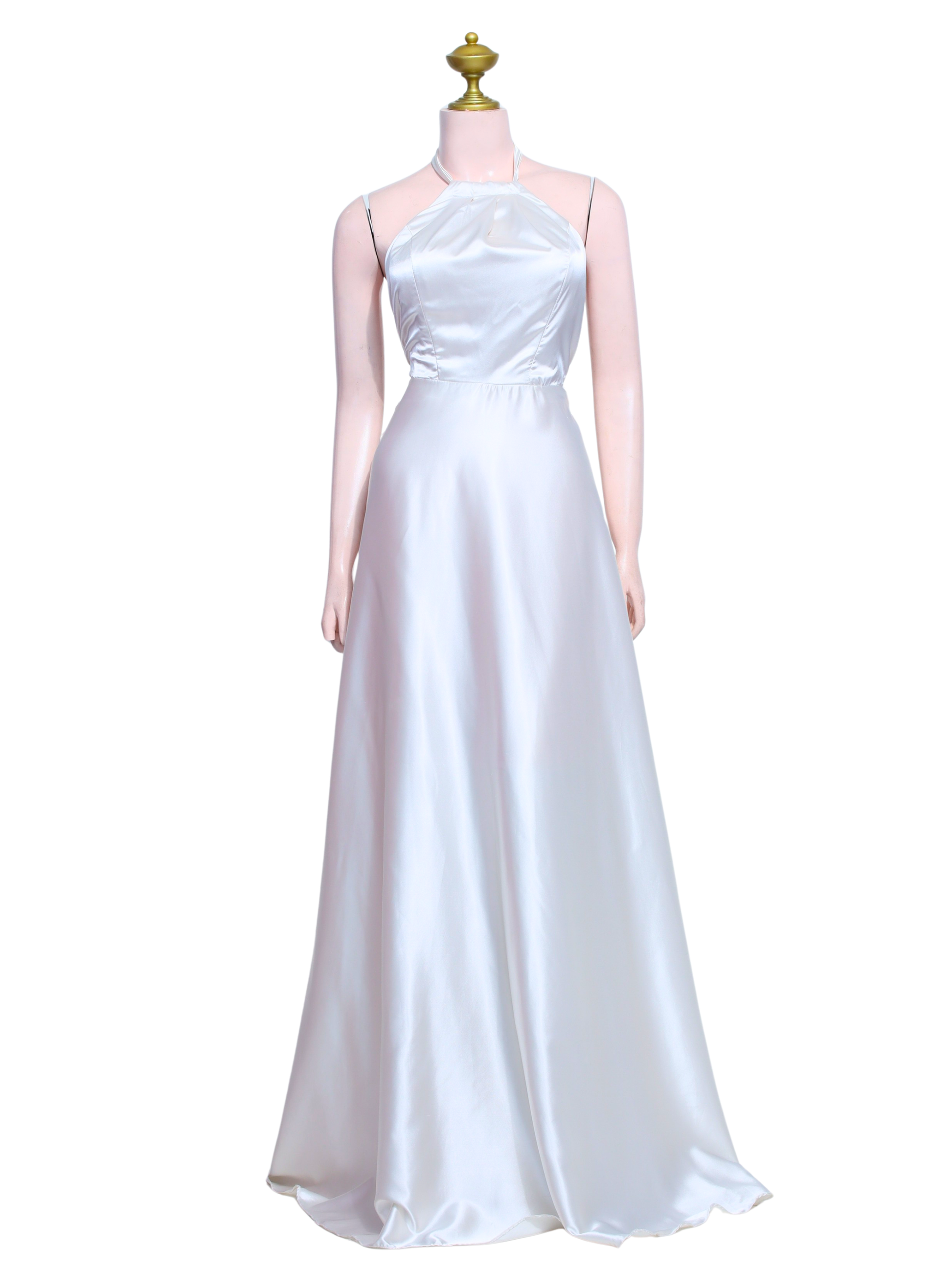 White Halter Flowing Maxi Dress - W22