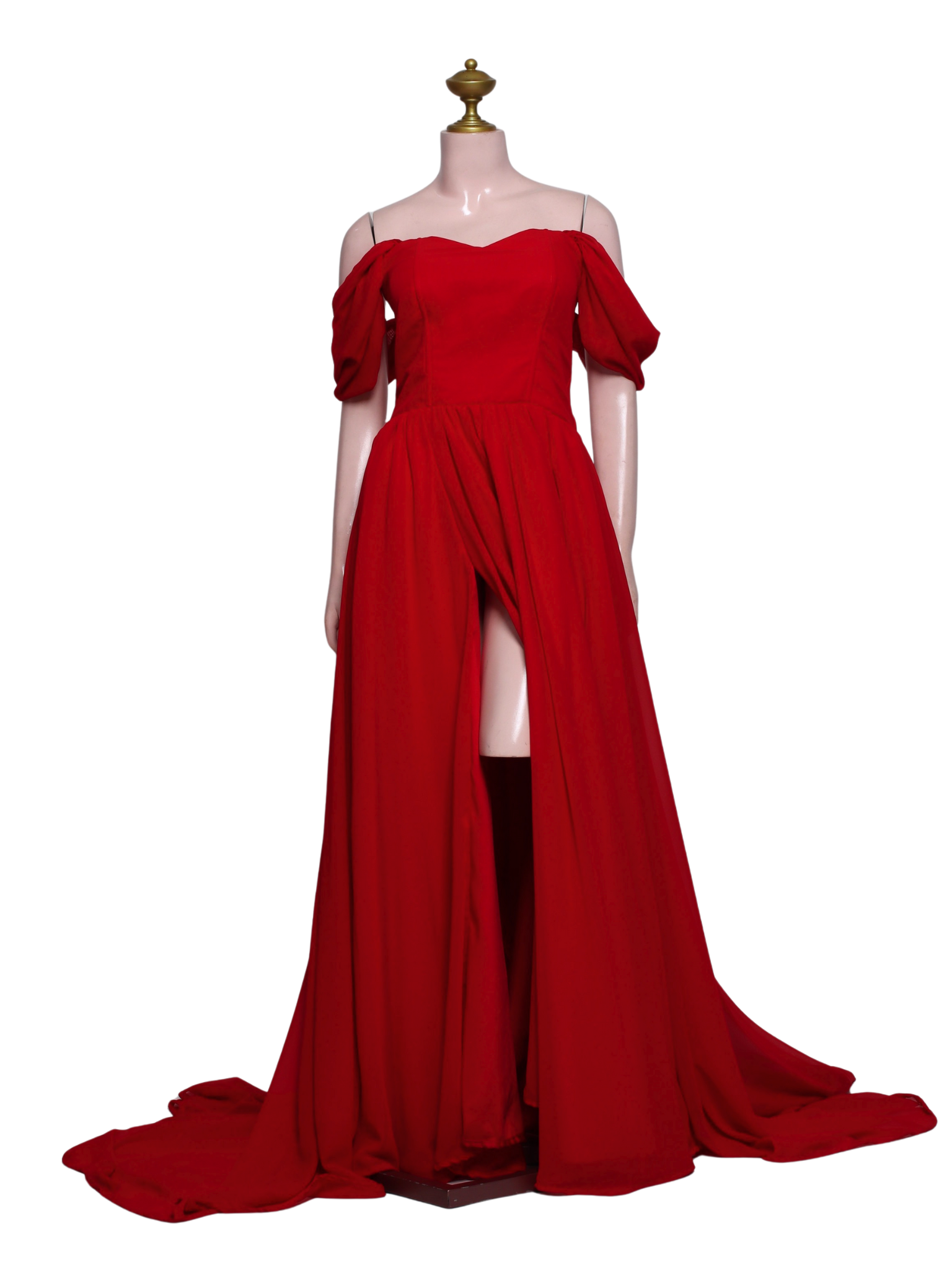 Chiffon Off Shoulder Semi-long Trail Dress
