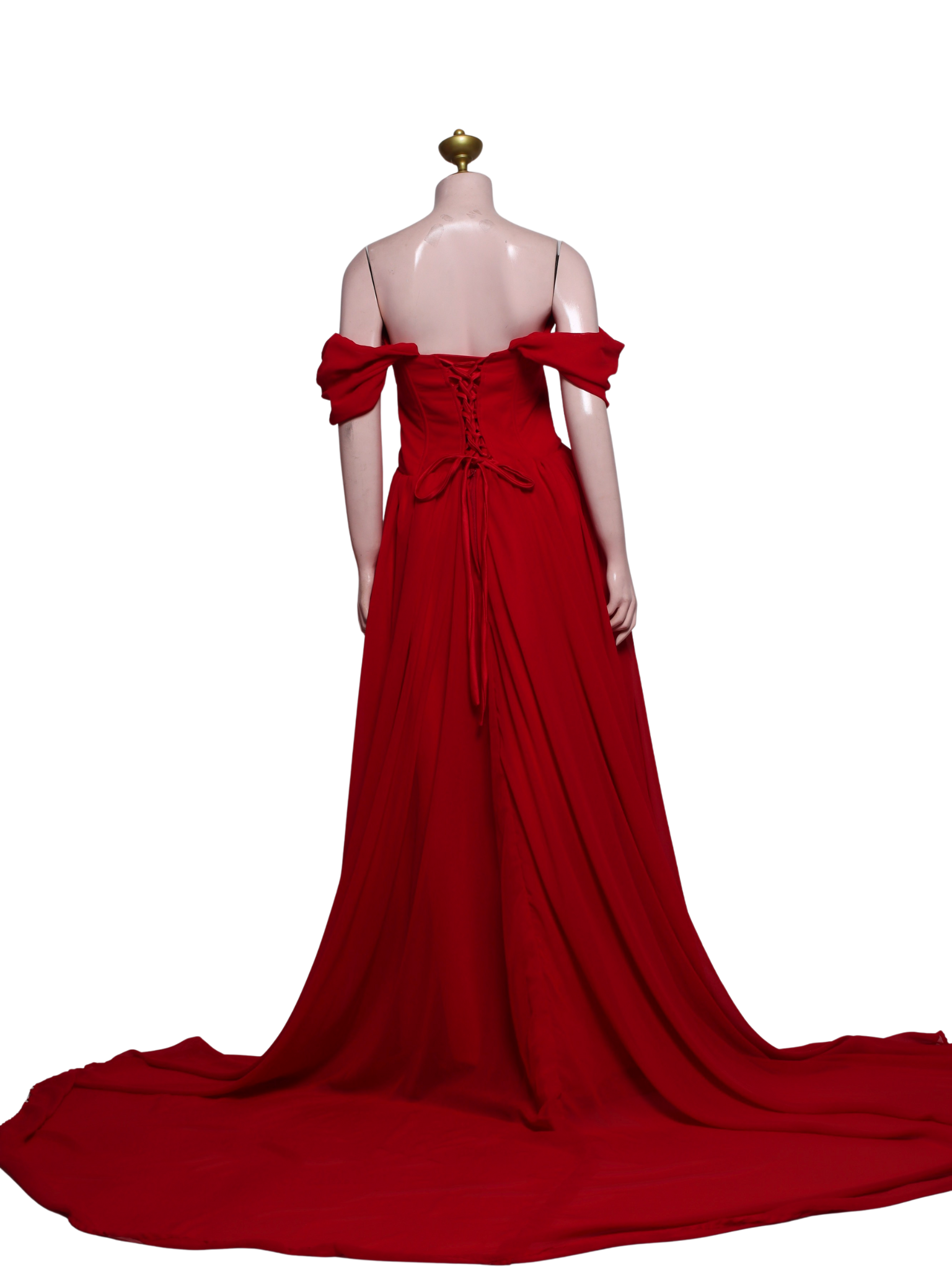 Chiffon Off Shoulder Semi-long Trail Dress