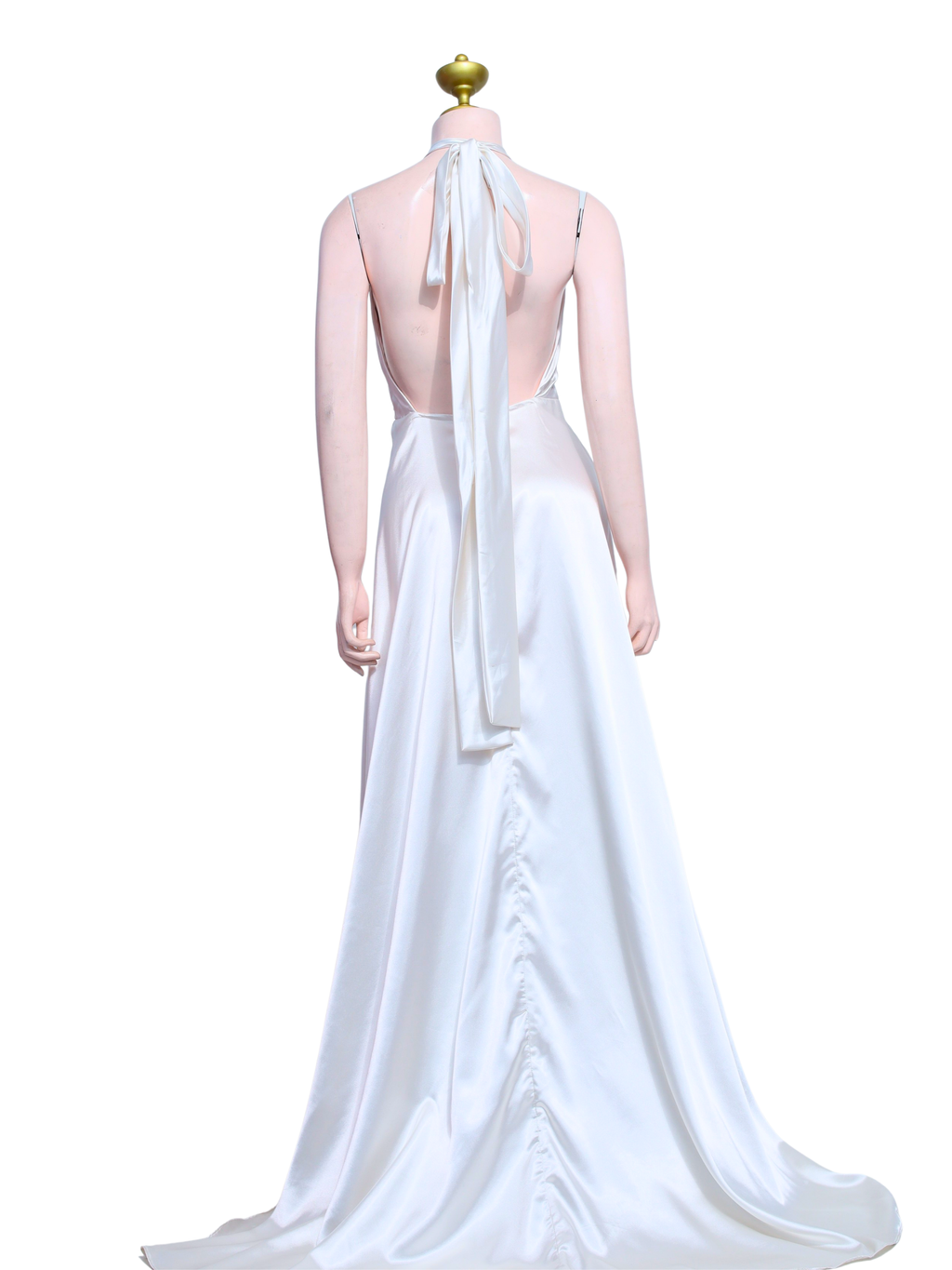 White Halter Flowing Maxi Dress - W22
