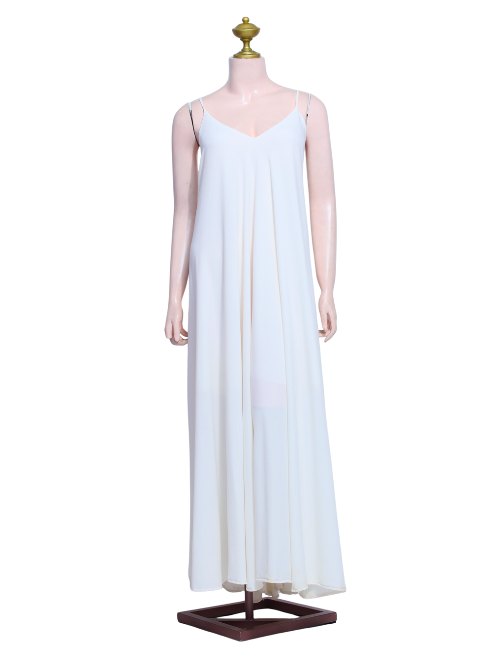 White Spaghetti Strap Flowing Maxi Dress - W23