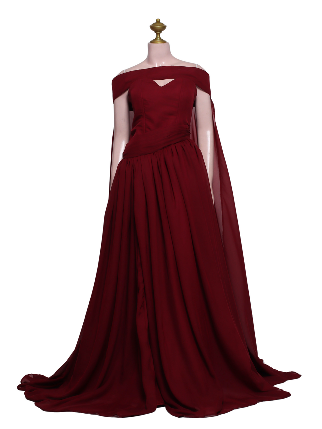 Assymetical Waist Sweetheart Tube Elegant Long Dress With Cape - M11