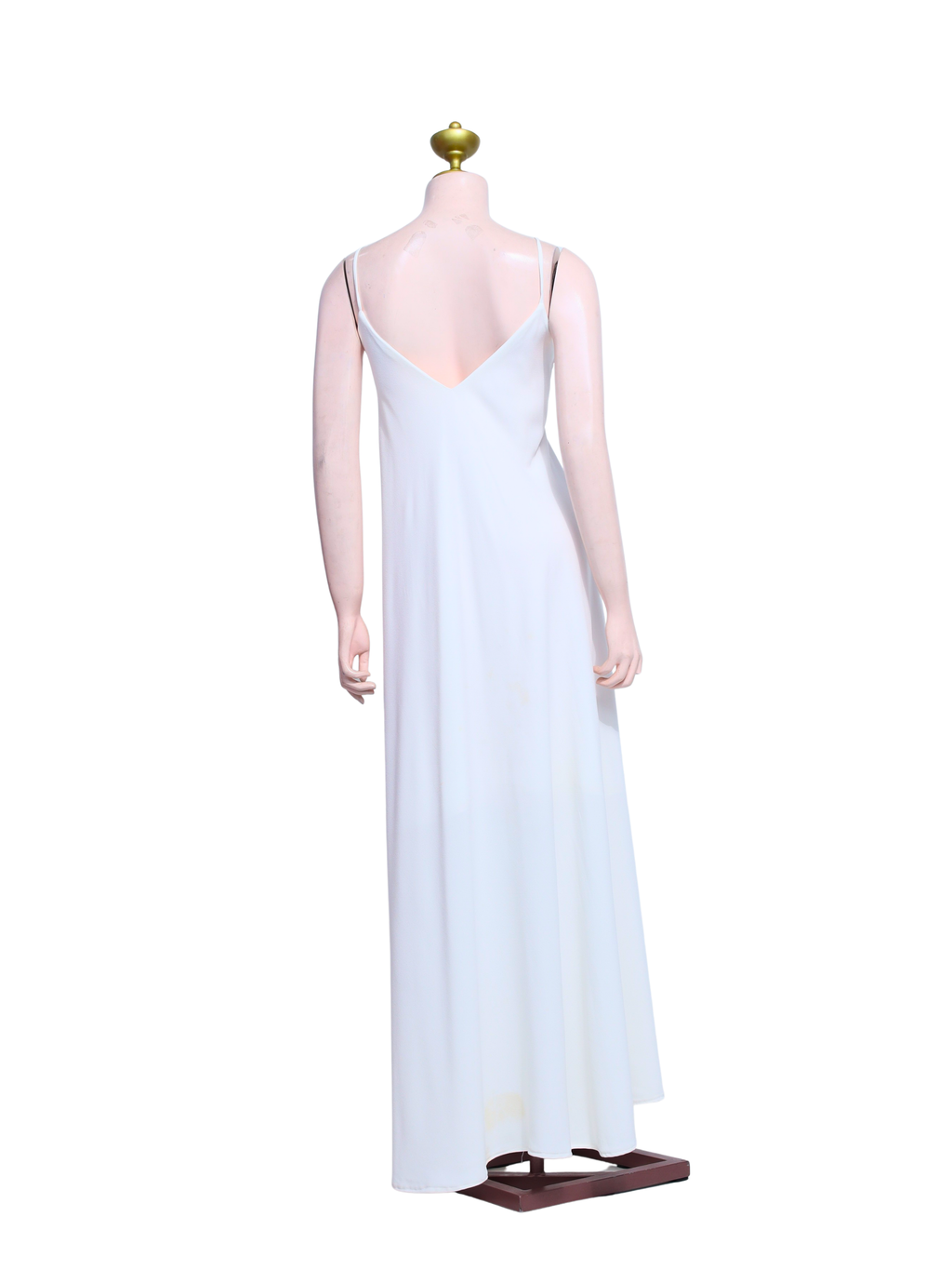 White Spaghetti Strap Flowing Maxi Dress - W23