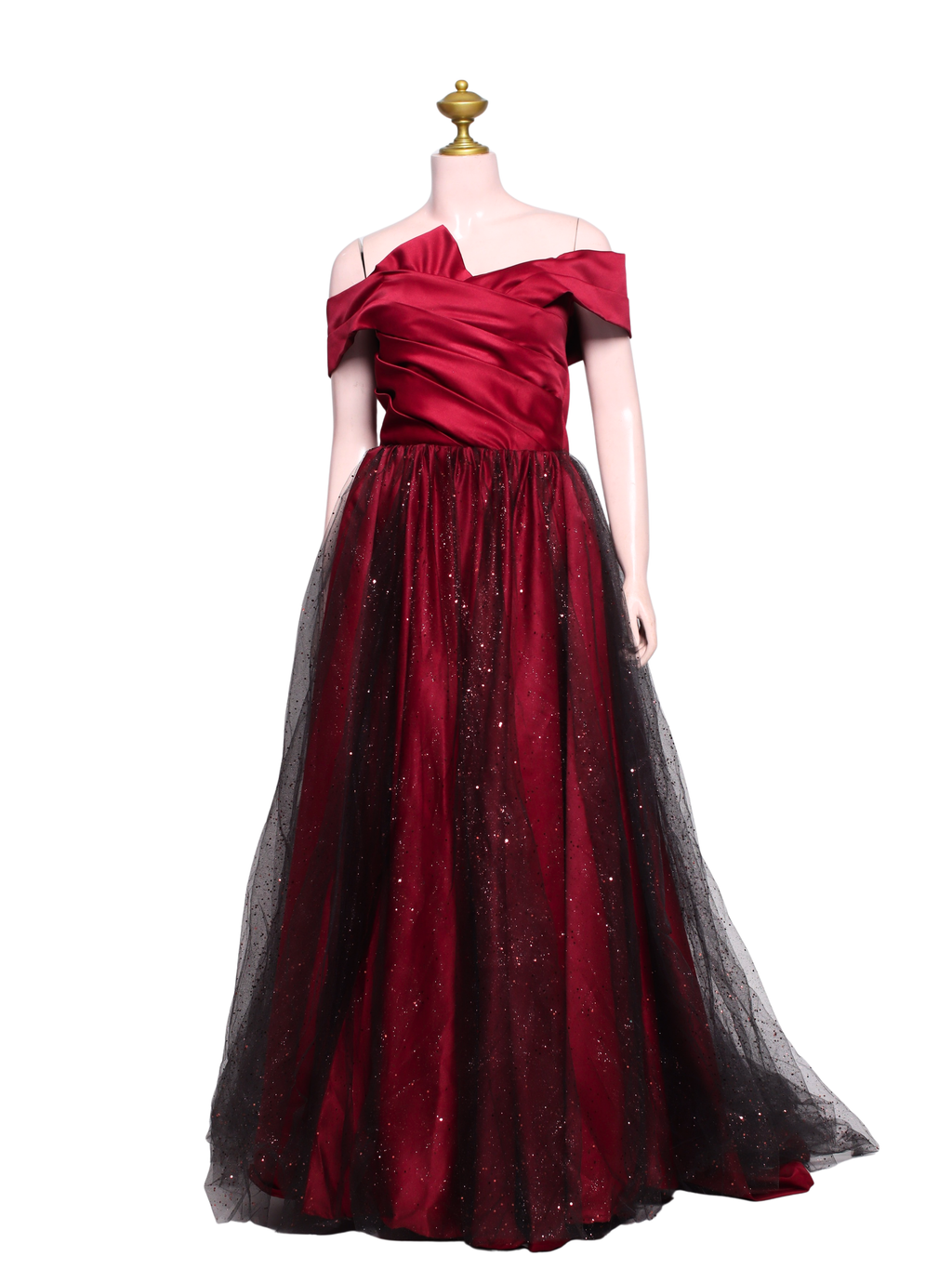 Off Shoulder Glittery Skirt Formal Long Dress - M12