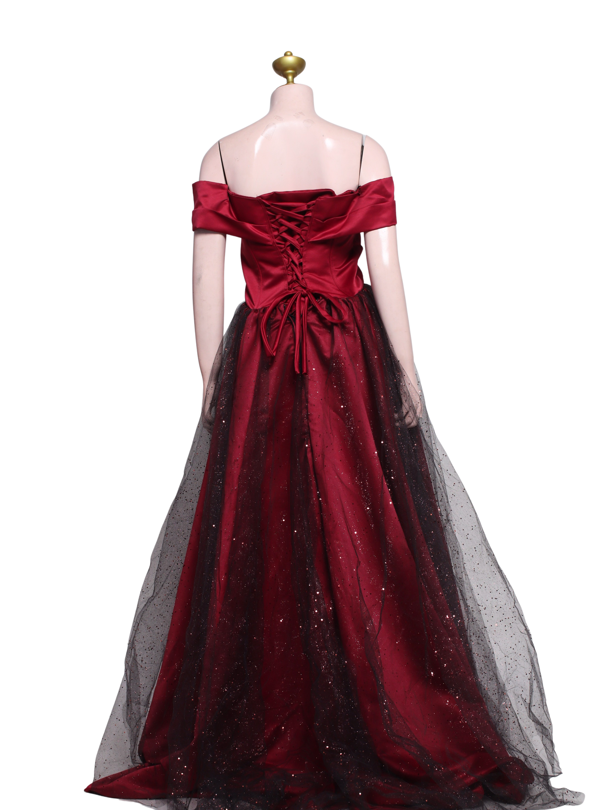 Off Shoulder Glittery Skirt Formal Long Dress - M12