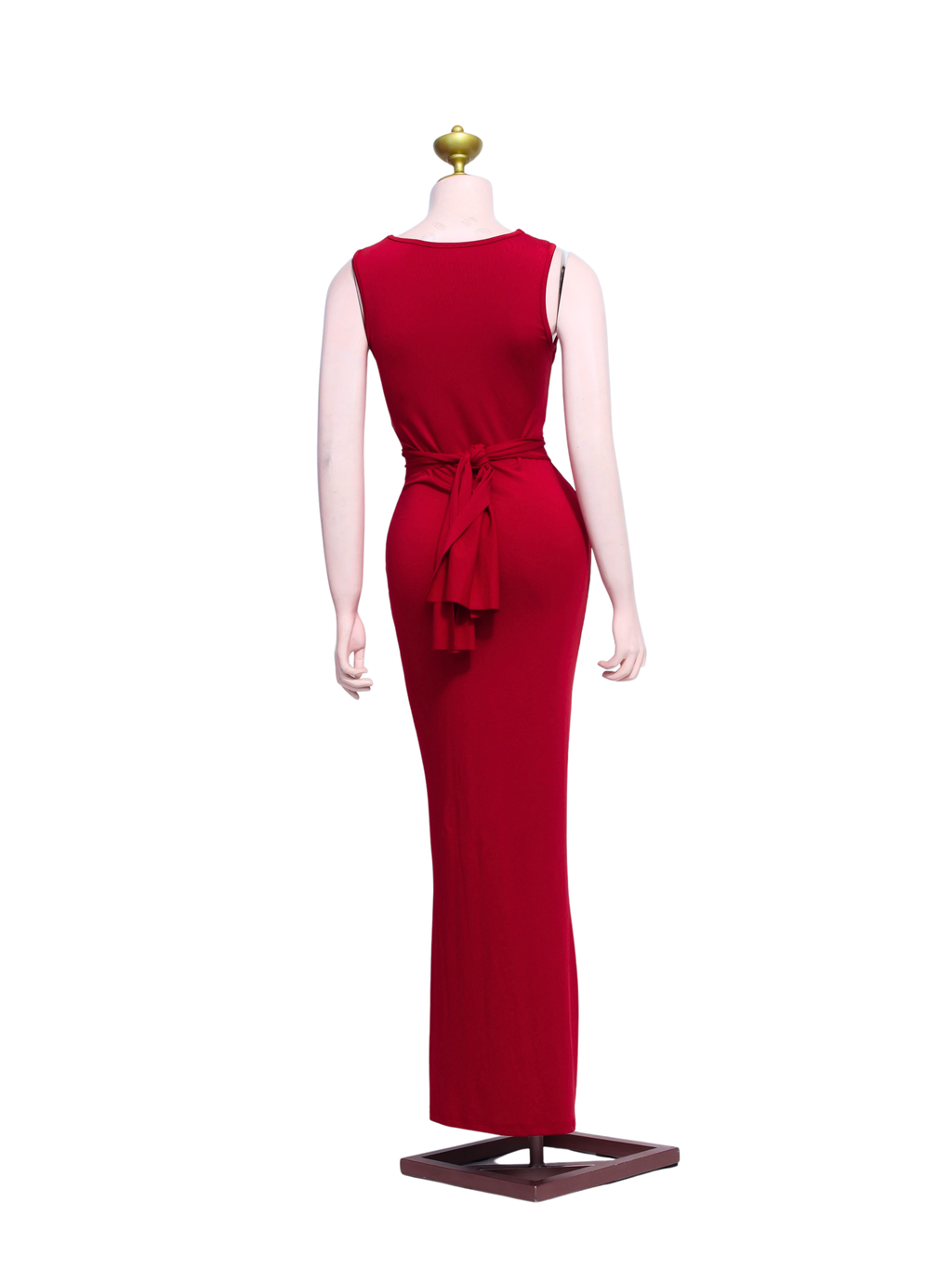 Elegant Ruched Cut-out Red Evening Gown - R07