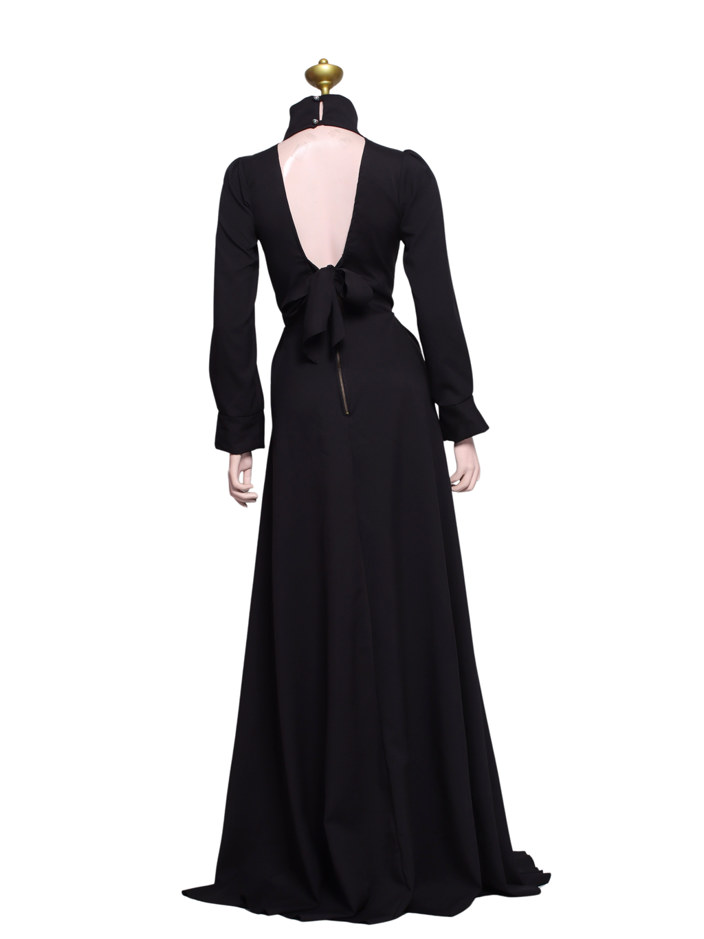Black Longsleeve Turtle Neck Long Dress - B13