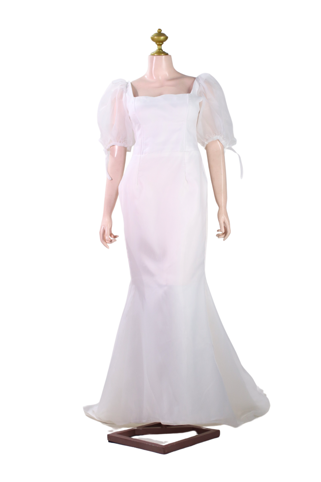 White Modern Filipiniana Long Dress