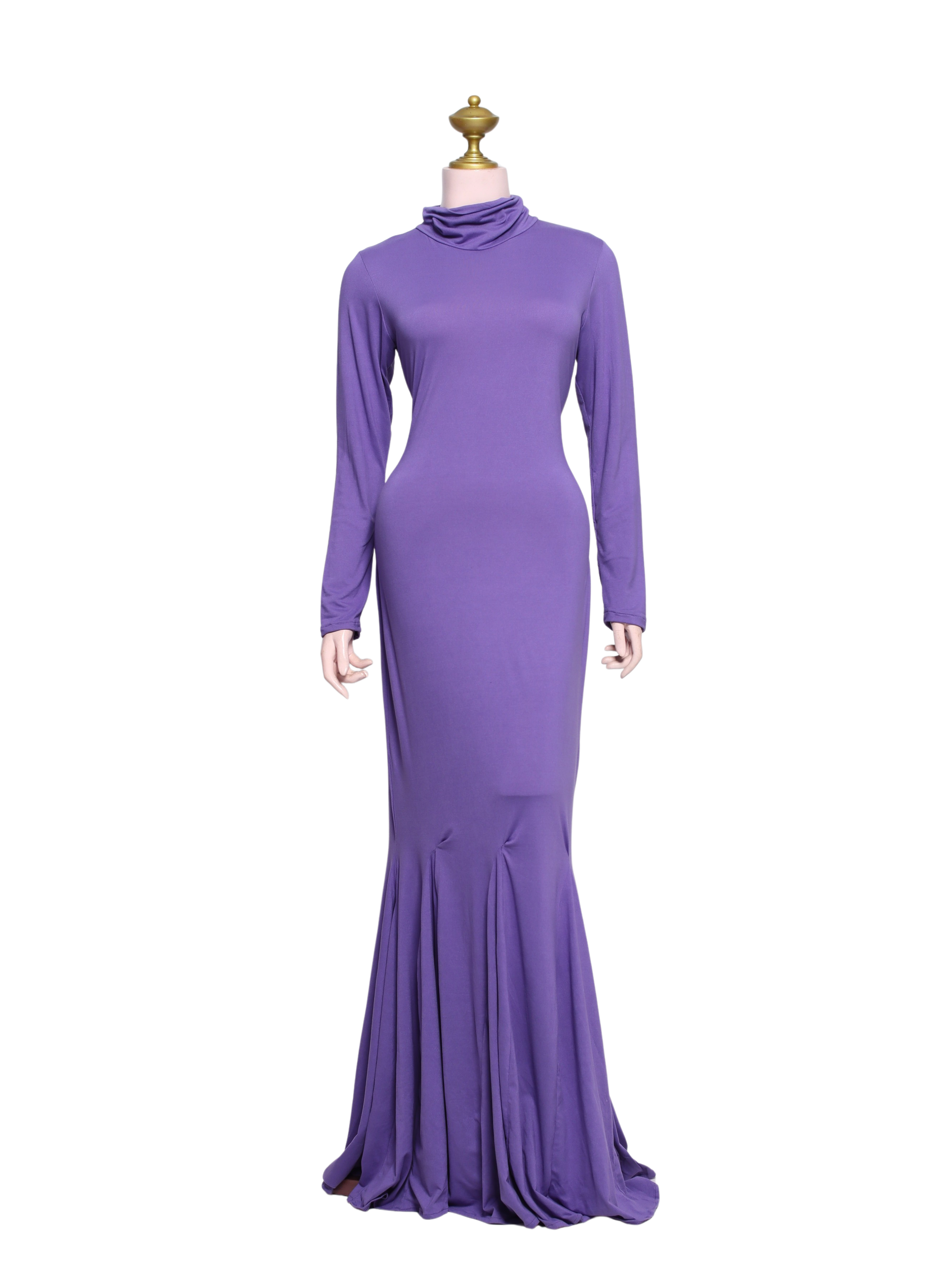Purple Tneck Stretch Bodycon Maternity Dress