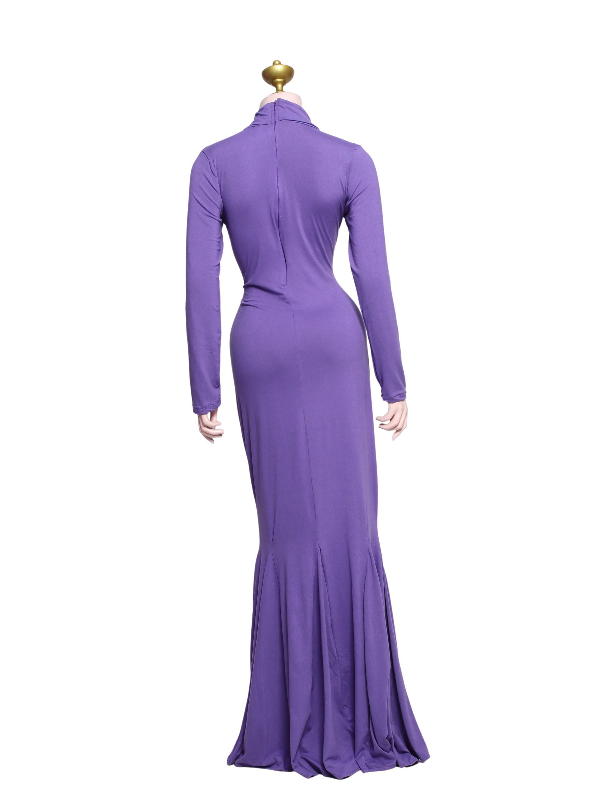 Purple Tneck Stretch Bodycon Maternity Dress