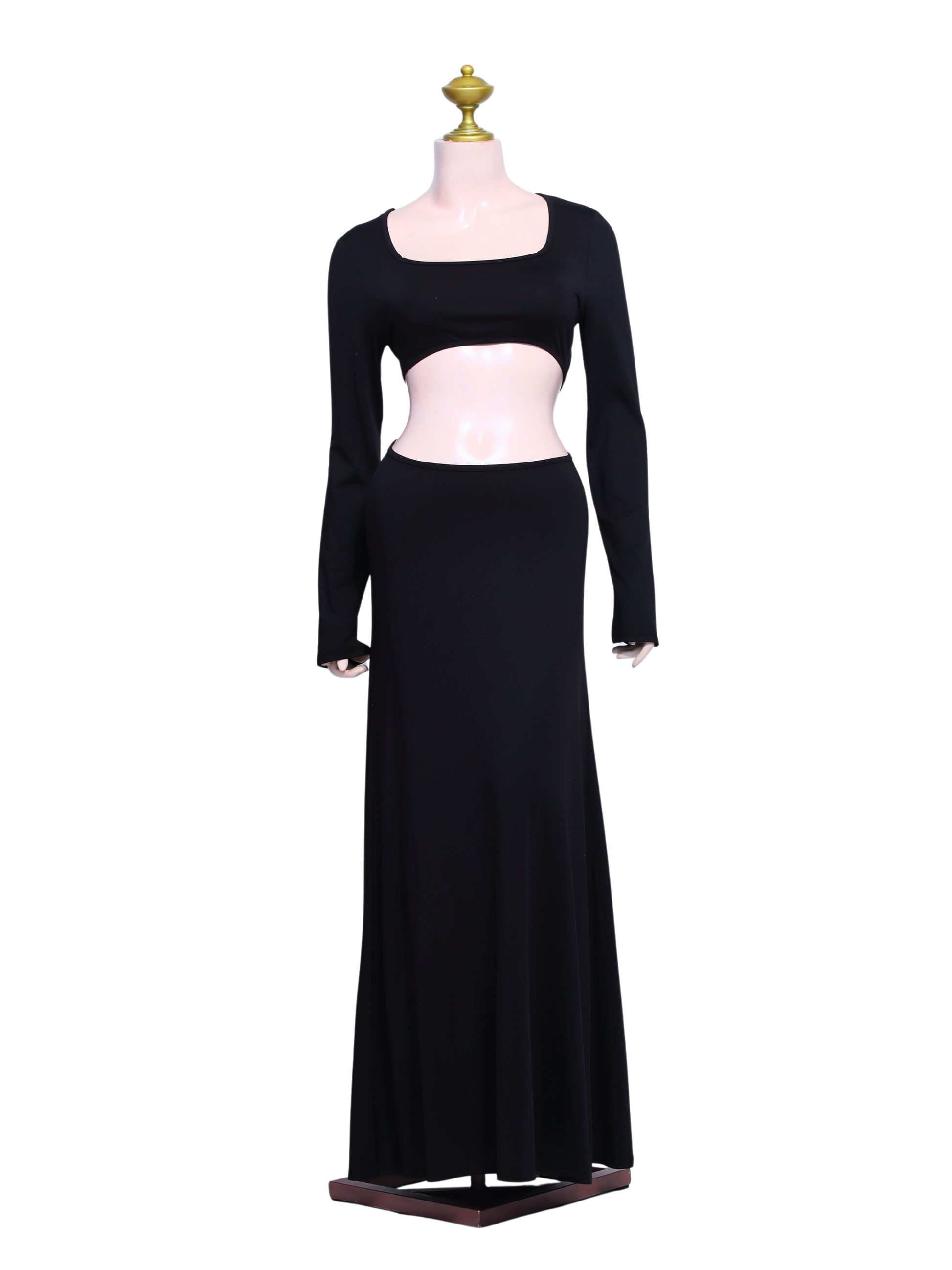 Black Long Sleeve Cut-out Dress - B22