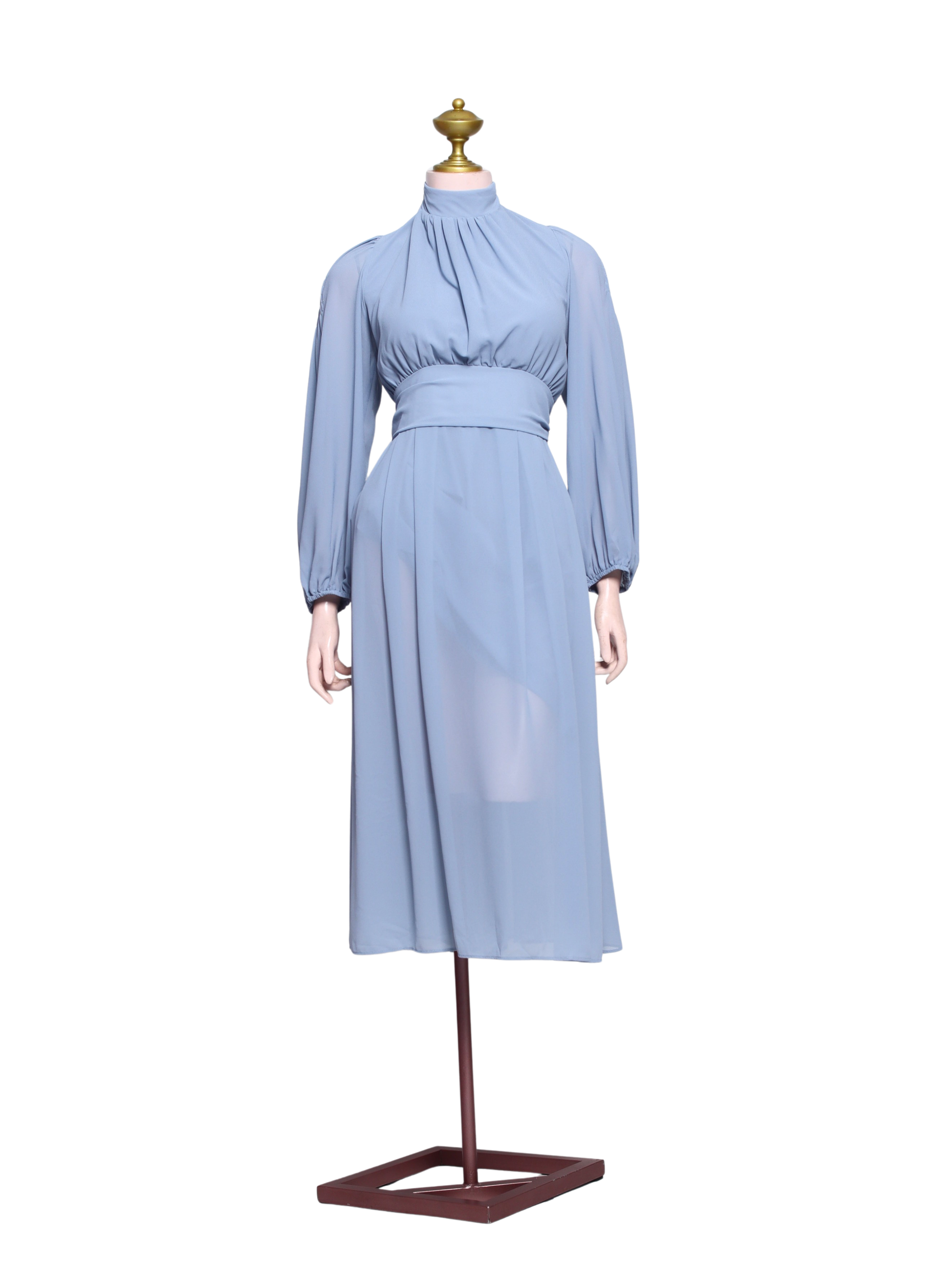 Dusty Blue Formal Midi Dress - SBL04