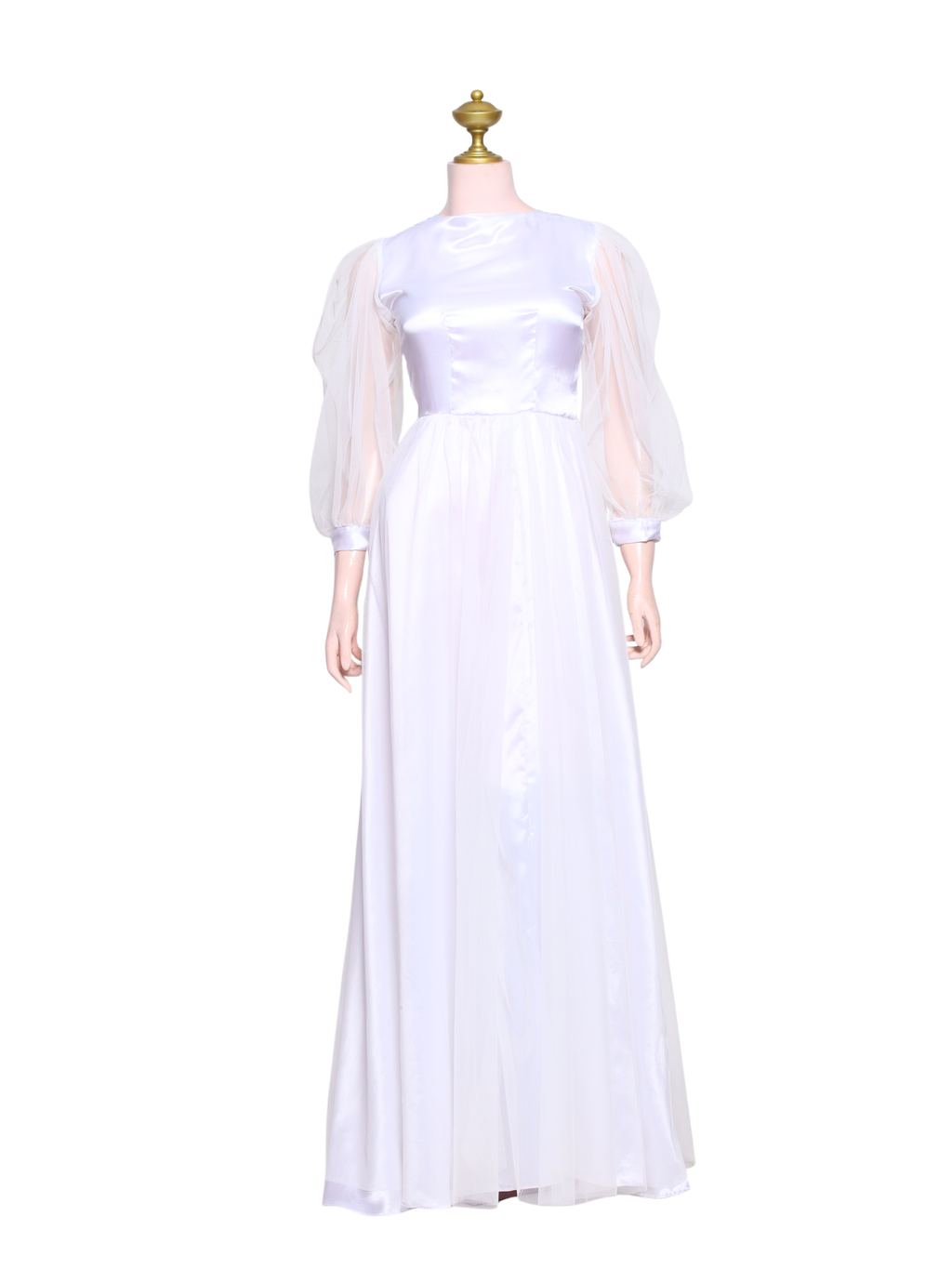 White Satin Wedding Prep Dress - W13