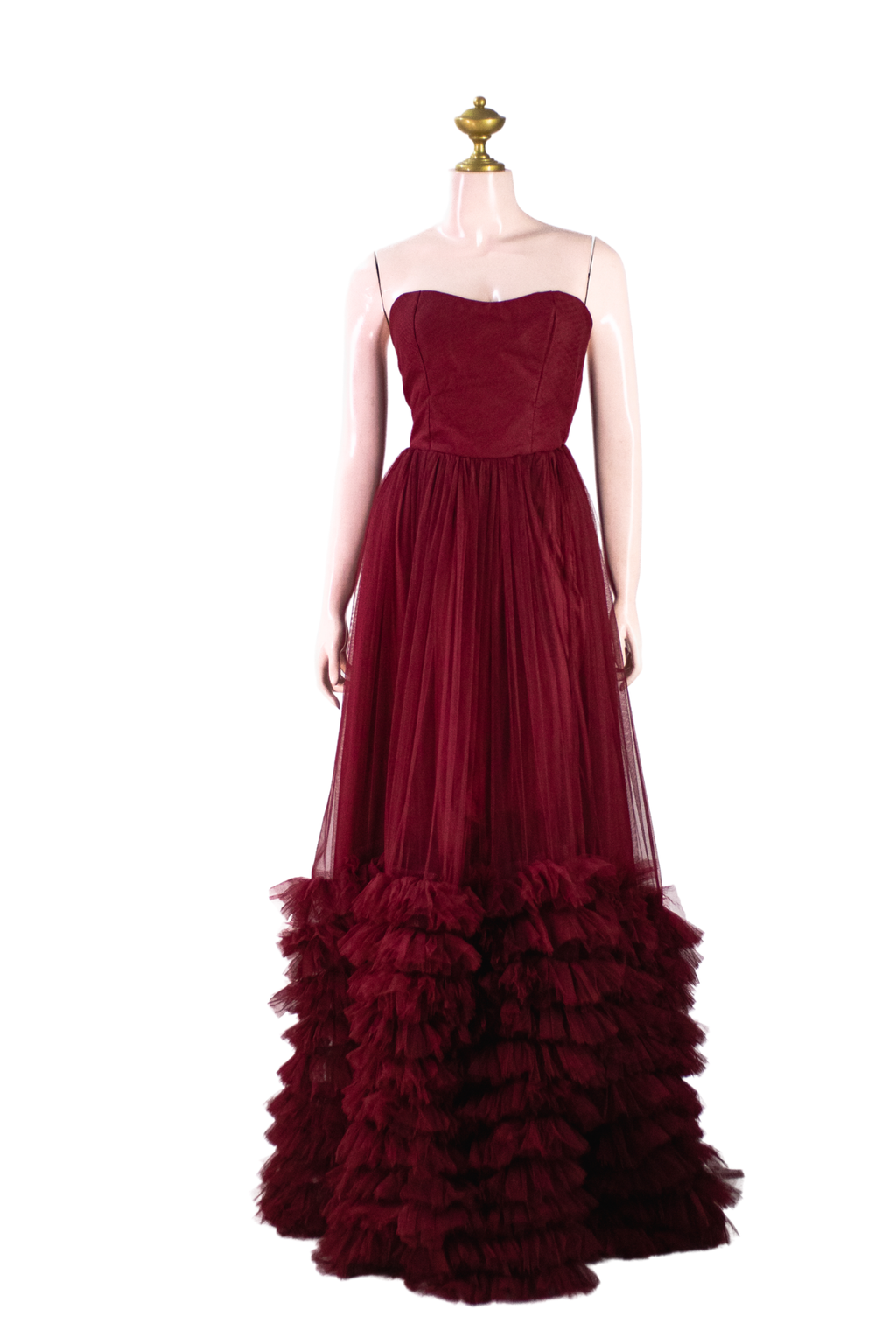 Maroon Soft Tulle Tube Dress - M03