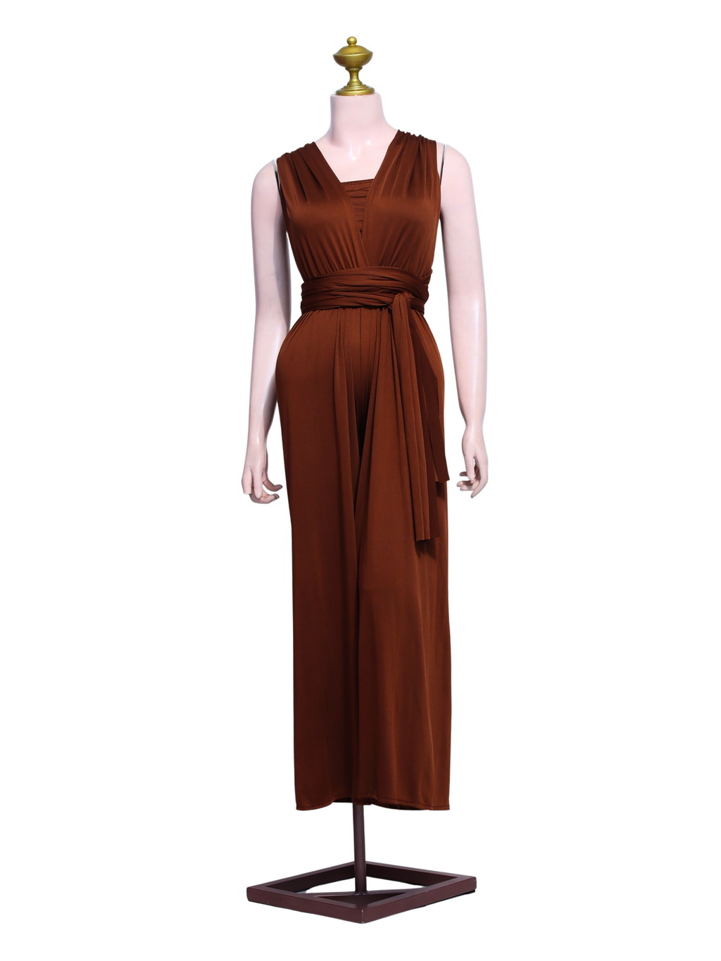 Sleeveless Brown Wrap Infinite Jumpsuit - BR01