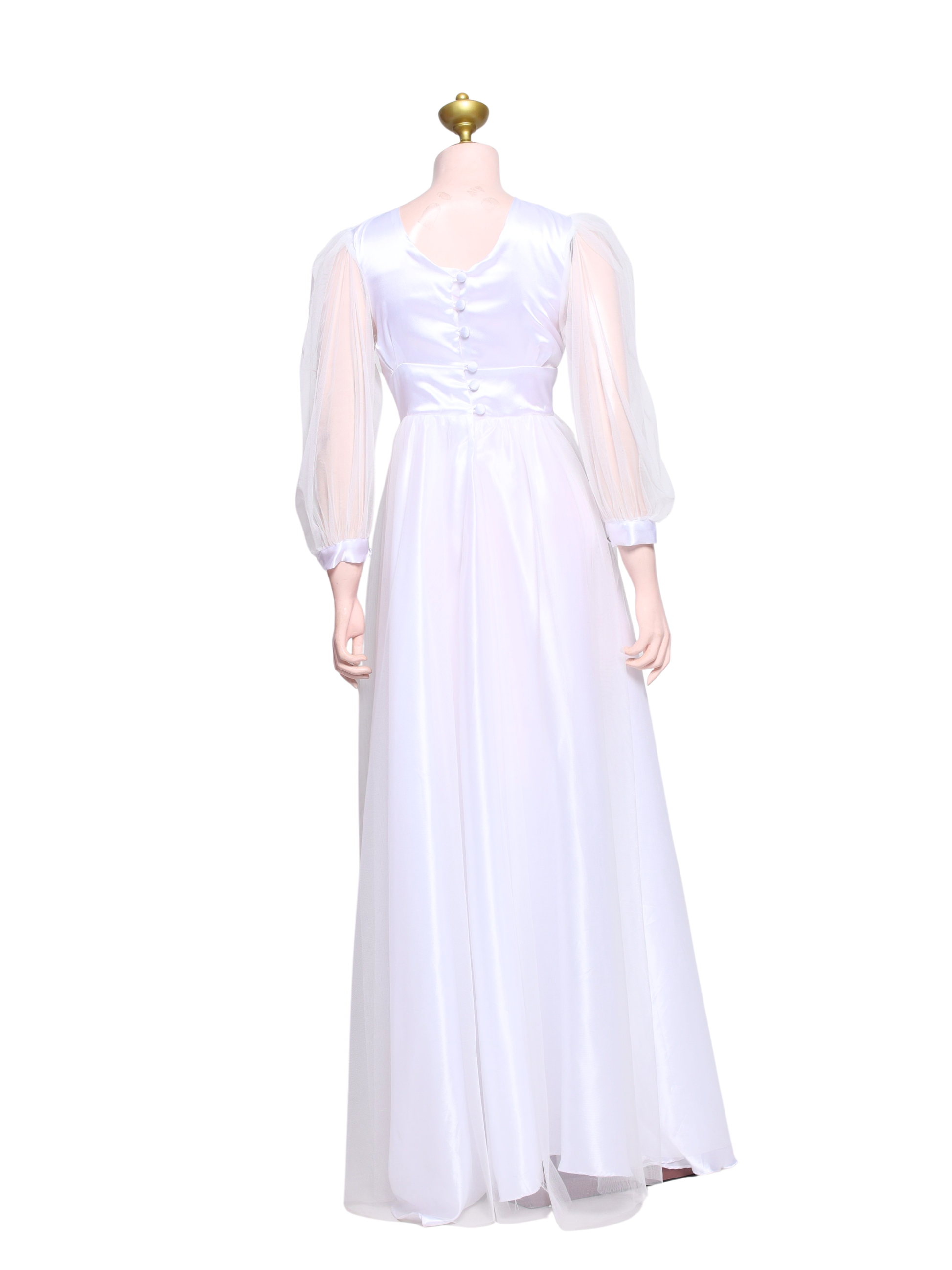 White Satin Wedding Prep Dress - W13