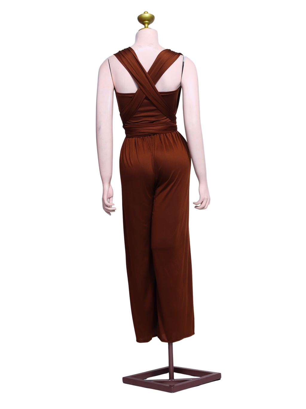 Sleeveless Brown Wrap Infinite Jumpsuit - BR01