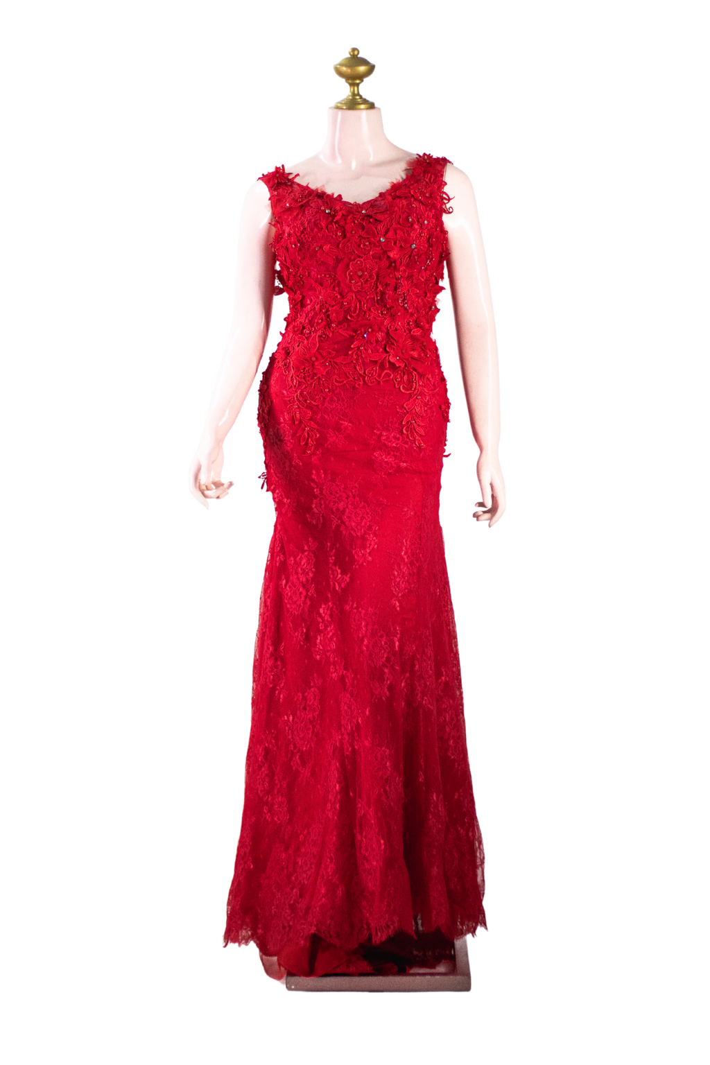 Red Lace Long Dress - R01