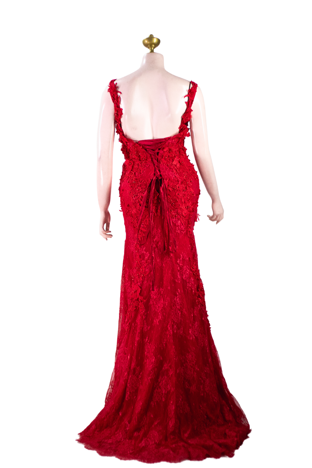 Red Lace Long Dress - R01