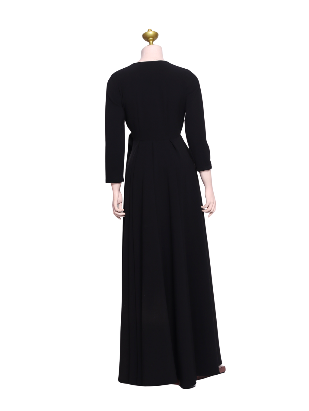 Classic Black V-neck Wrap Evening Gown - B11