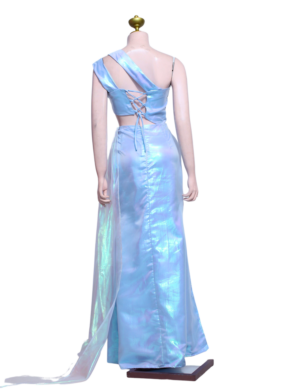One-Shoulder Gown with Sheer Train - BL02