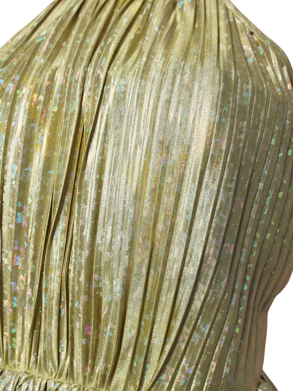 Metallic Electric Pleats Halter Long Dress - G02