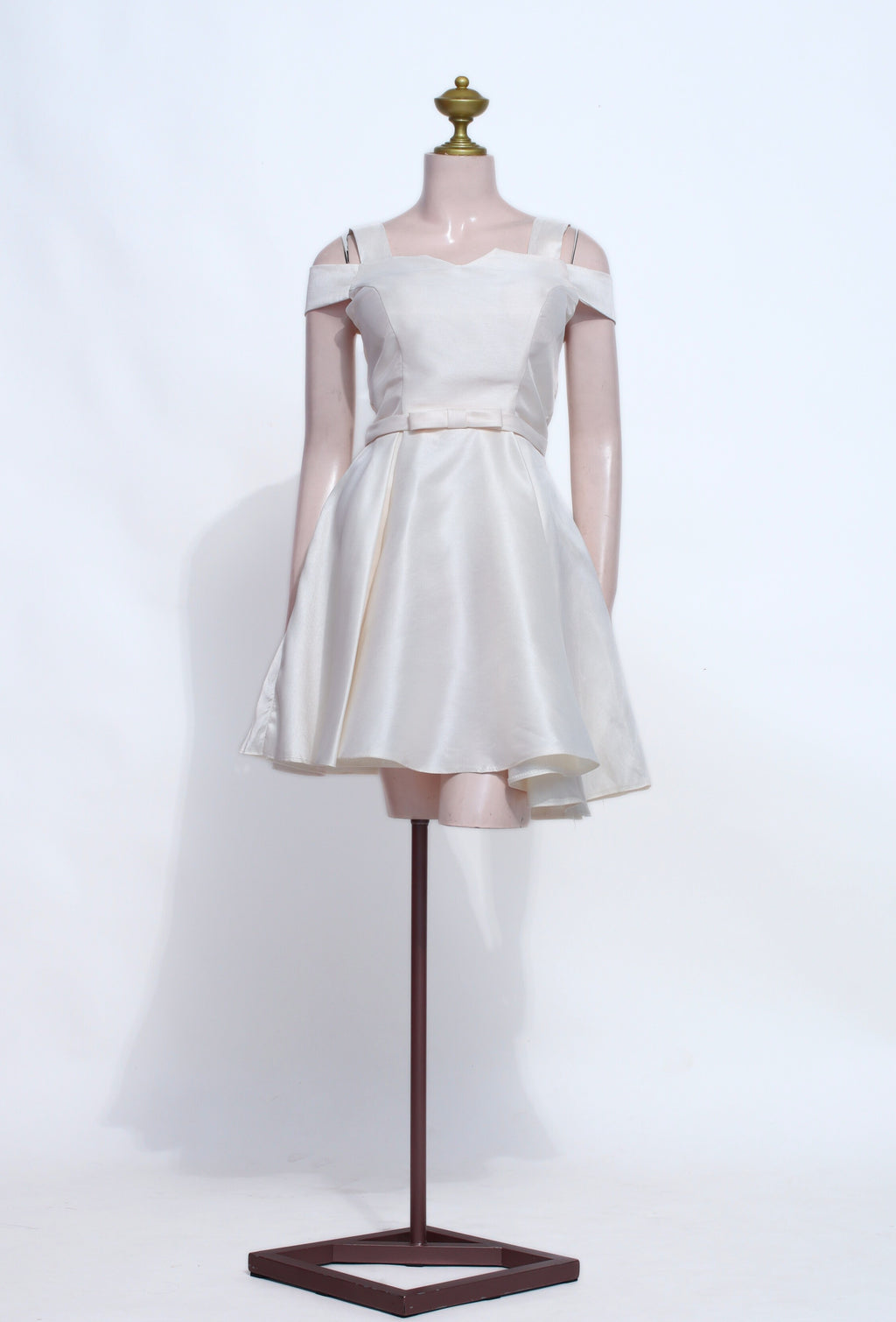 Ivory Short Dress | Off-Shoulder Sweetheart Corset Back - SW12
