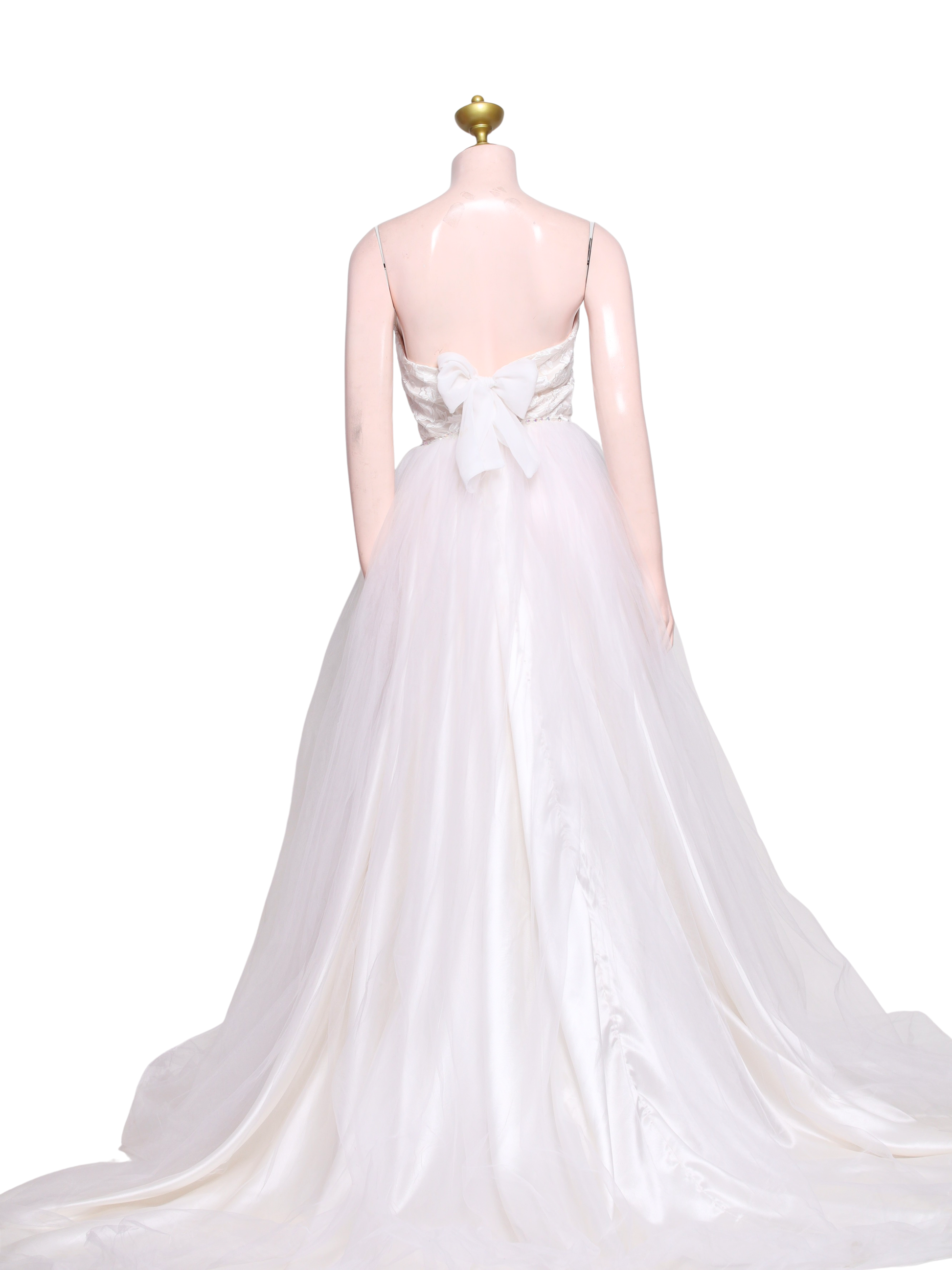 White Lace Sweetheart Tulle Wedding Dress - W12
