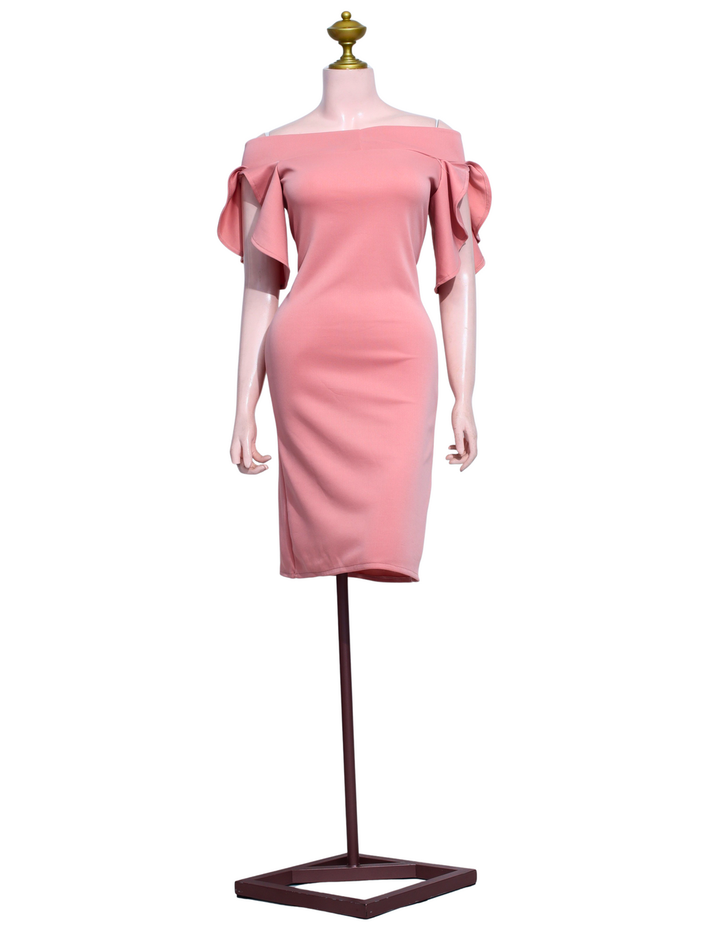 Soft Pink Off-Shoulder Ruffle Dress - SP05
