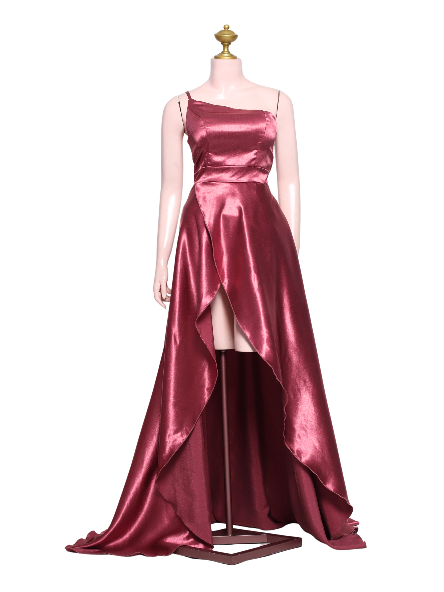 One Shoulder Thin Strap Satin Long Dress - OR05
