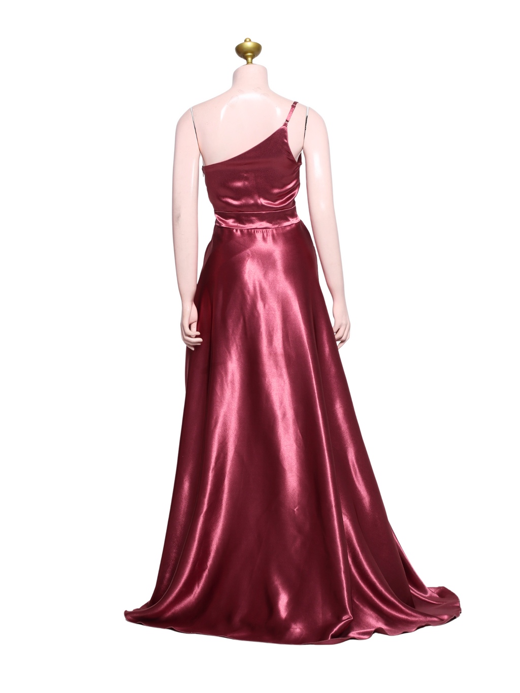 One Shoulder Thin Strap Satin Long Dress - OR05