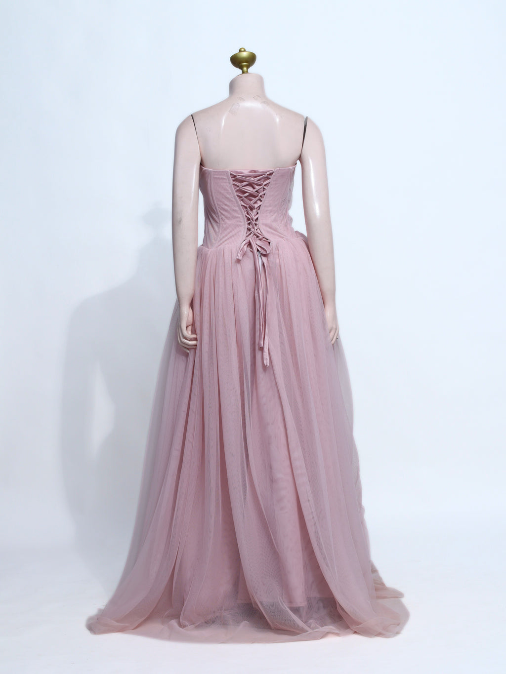 Old Rose Chiffon Corset Prom Dress – Strapless Draped Formal Gown - OR09