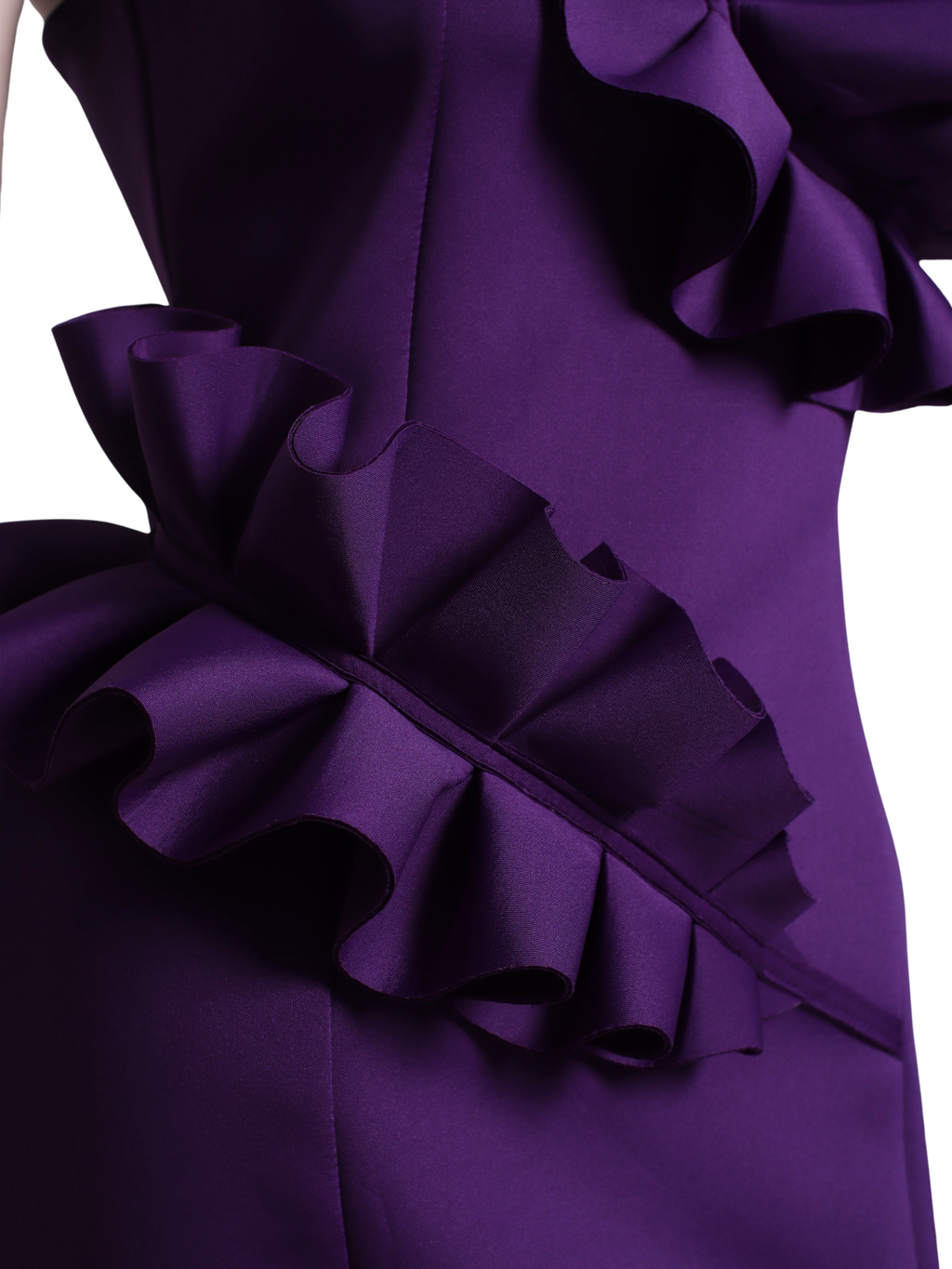 Neoprene Ruffles Elegant Formal Midi Dress - SV01
