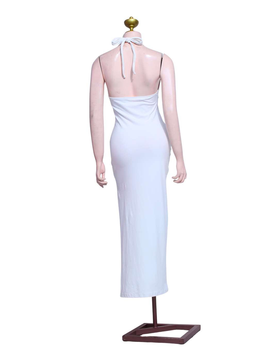 White Halter Long Gown - W26